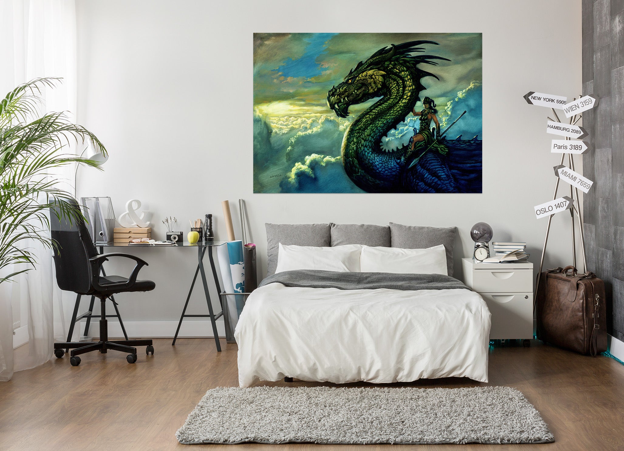 3D Black Dragon Mount 8058 Ciruelo Wall Sticker