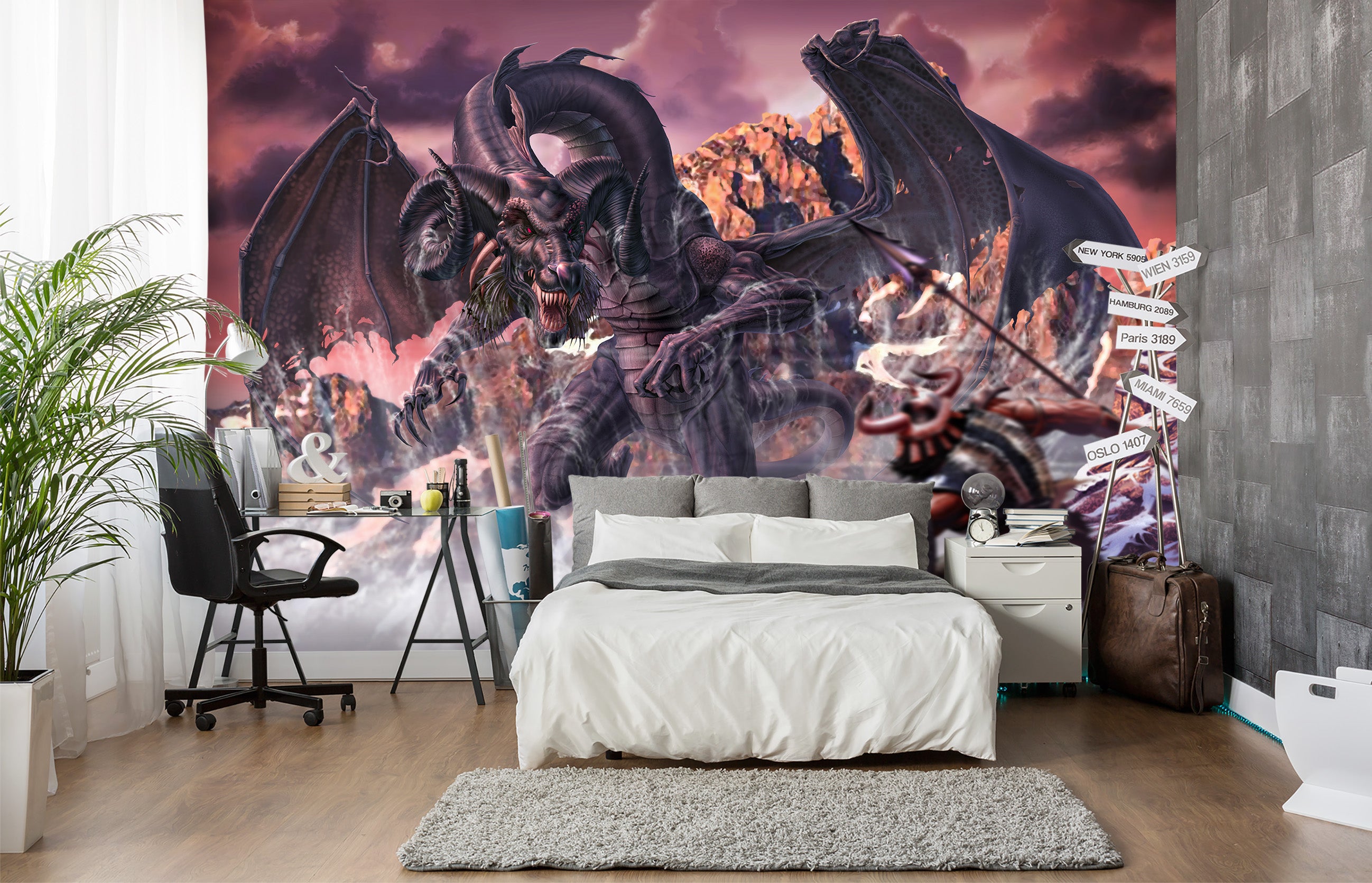 3D Dragon Warrior 5001 Tom Wood Wall Mural Wall Murals