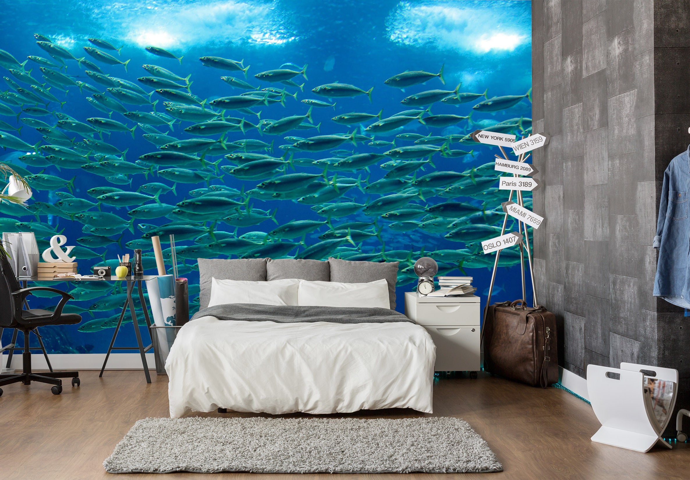 3D School Of Fish 192 Wall Murals