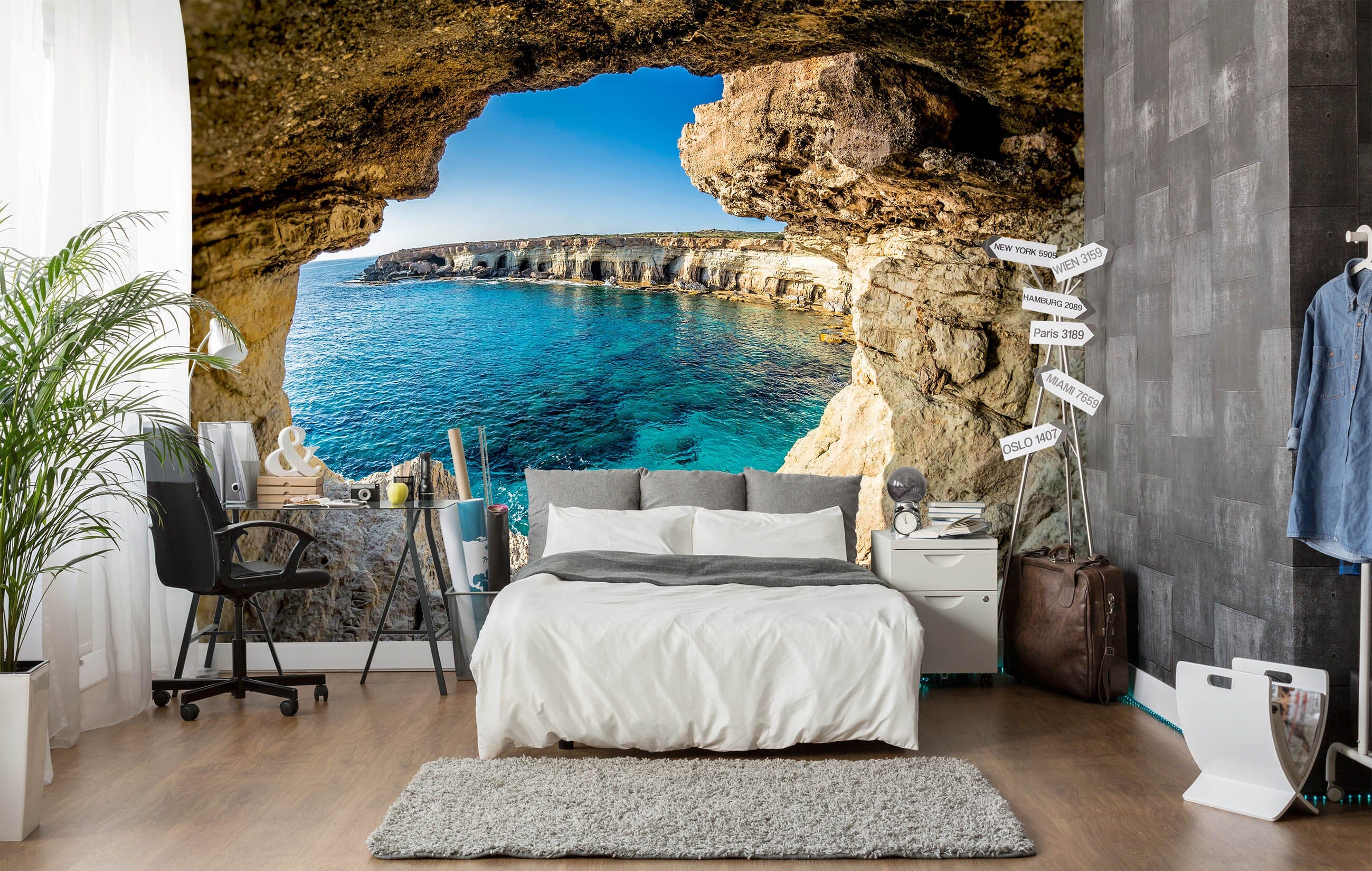 3D Cave Lake 108 Wall Murals Wallpaper AJ Wallpaper 2 