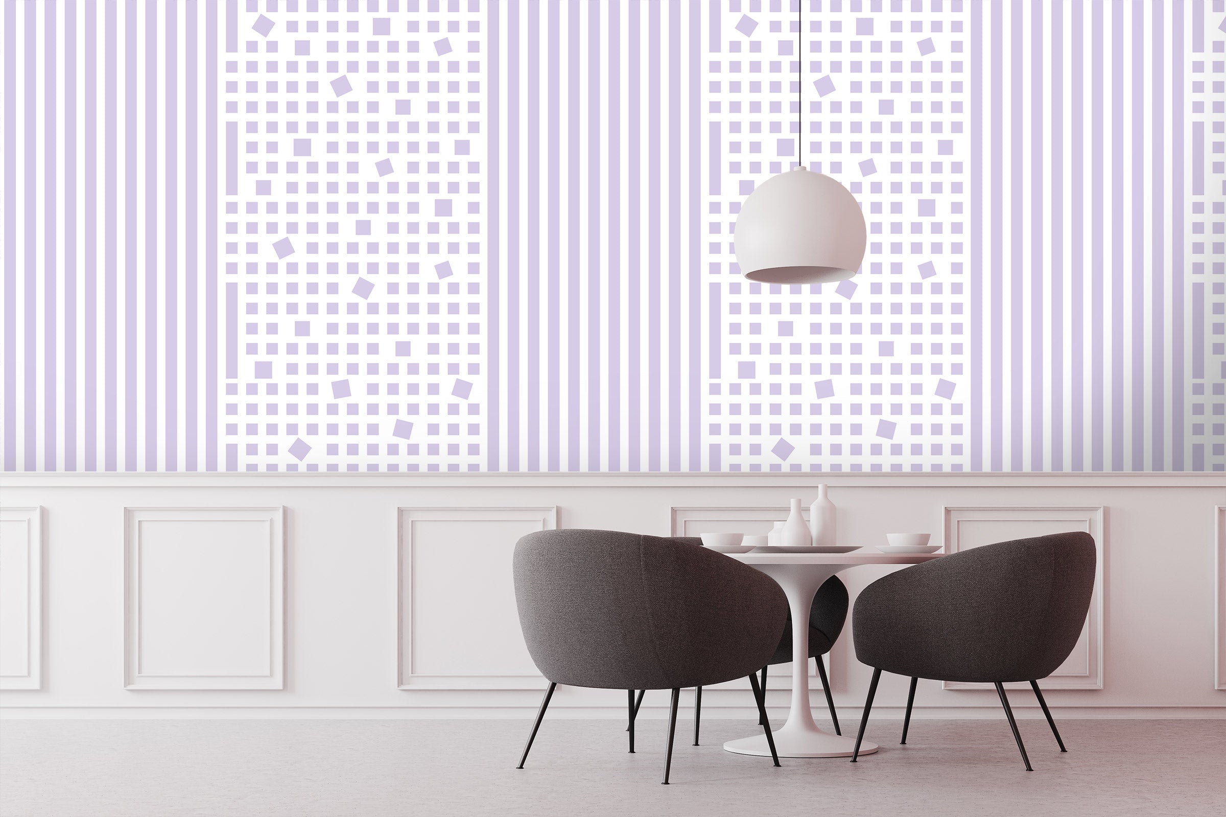 3D Light Purple Stripe Dots 98139 Kasumi Loffler Wall Mural Wall Murals