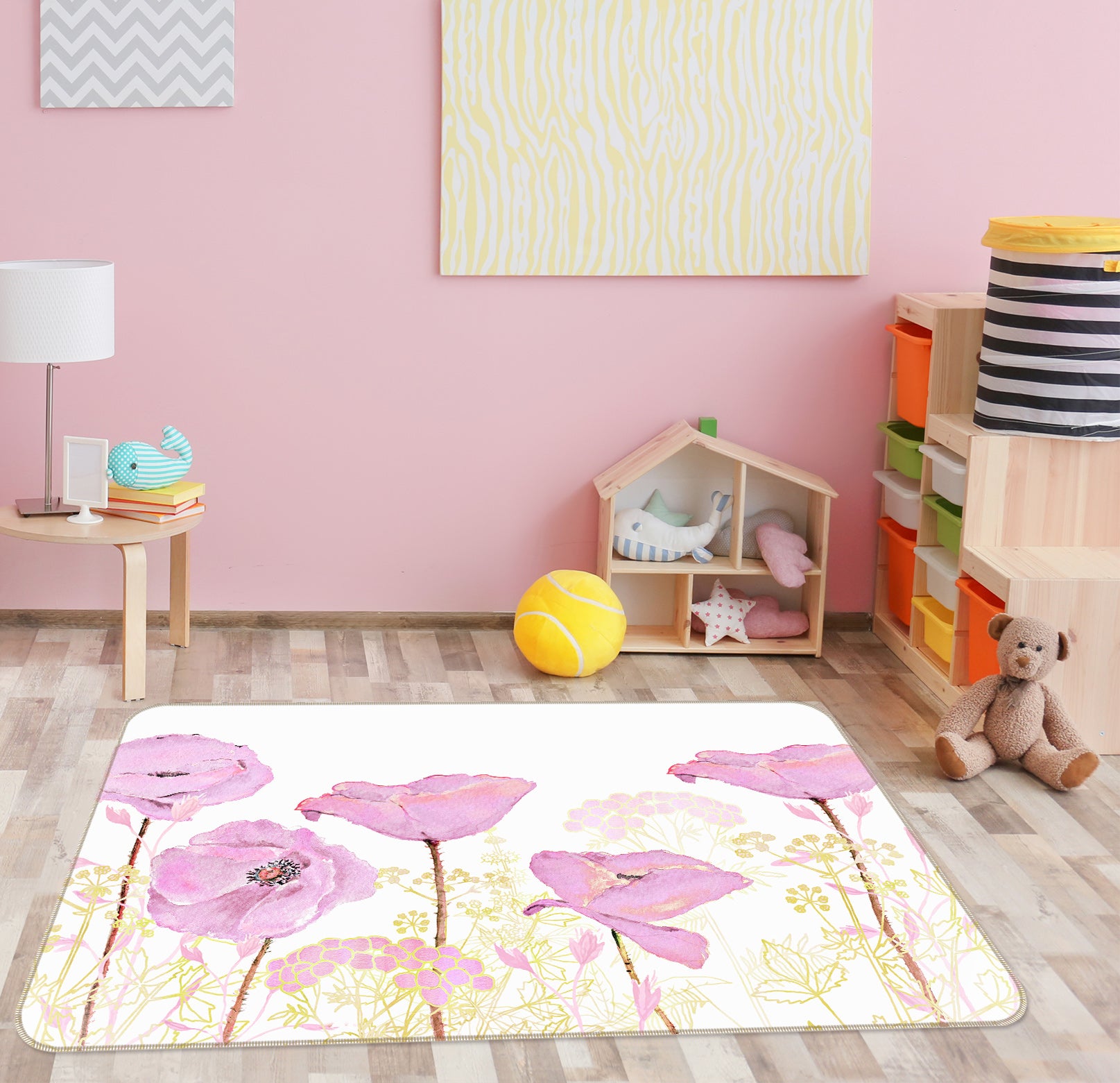 3D Pink Flower 075 Uta Naumann Rug Non Slip Rug Mat