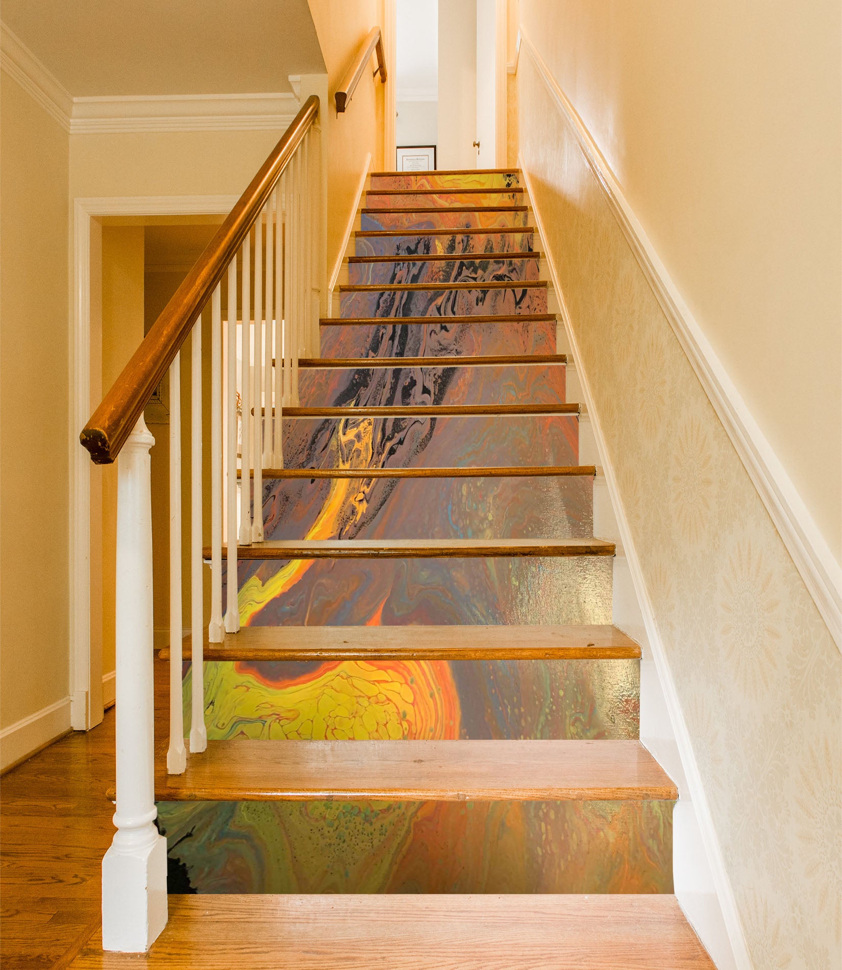 3D Golden Brown Water Paint Texture 90190 Valerie Latrice Stair Risers