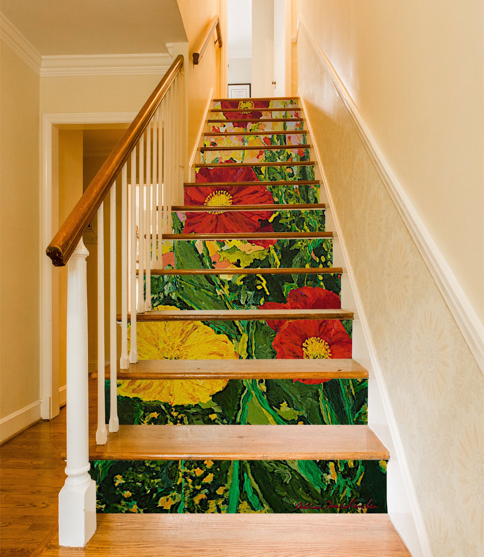 3D Yellow Red Flowers 89205 Allan P. Friedlander Stair Risers