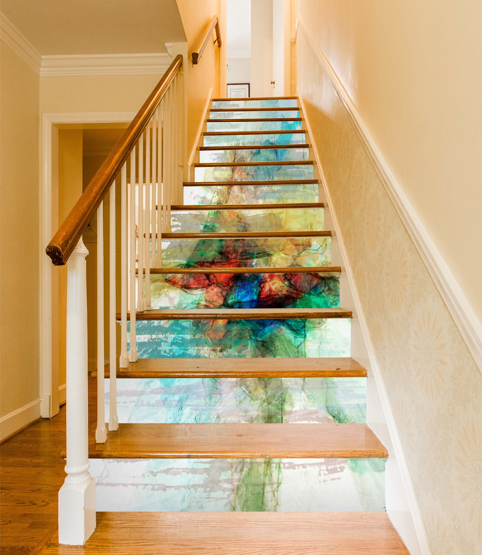 3D Colorful Ink Pattern 104210 Michael Tienhaara Stair Risers