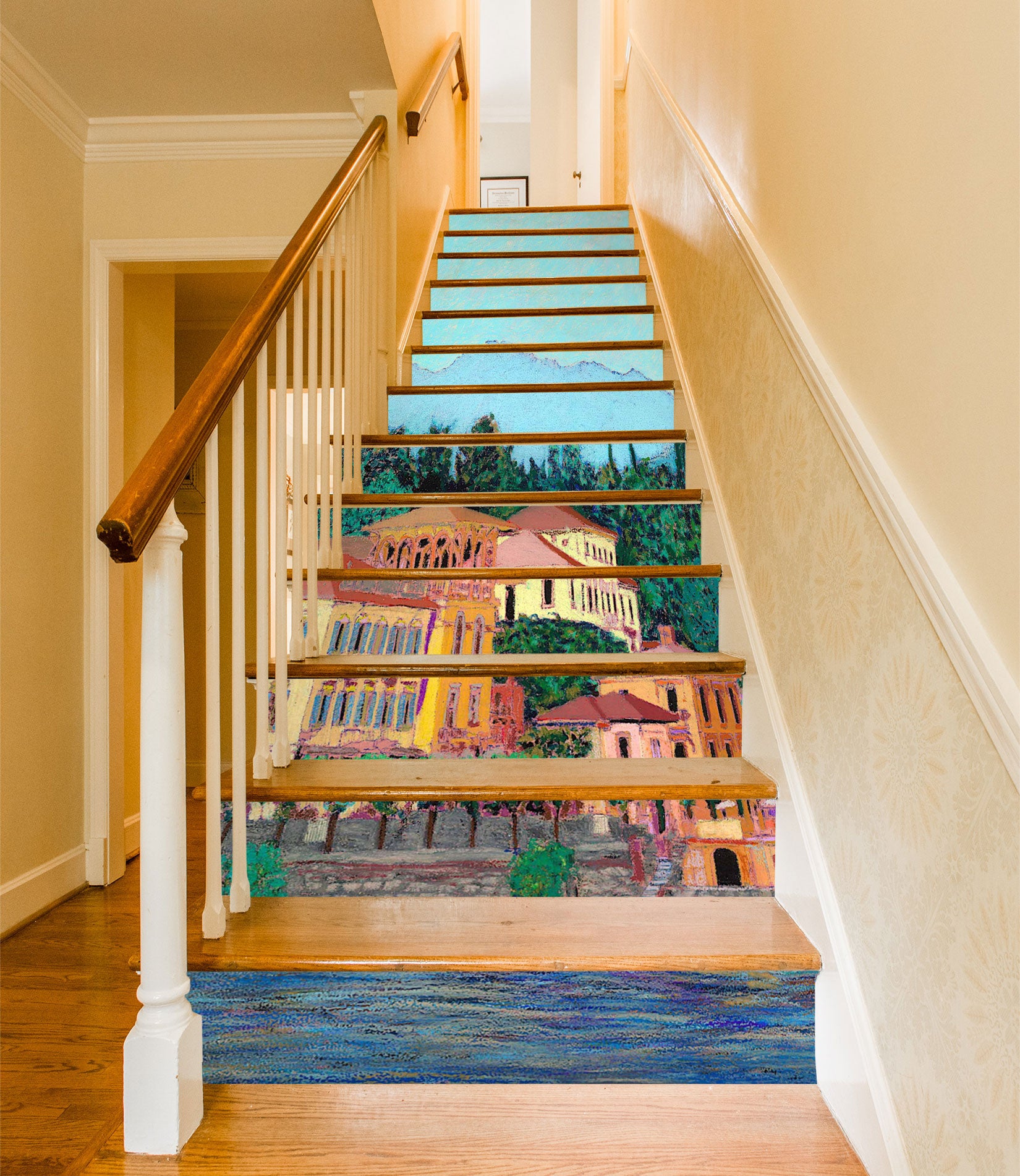 3D River Mountain Houses Woods 90136 Allan P. Friedlander Stair Risers