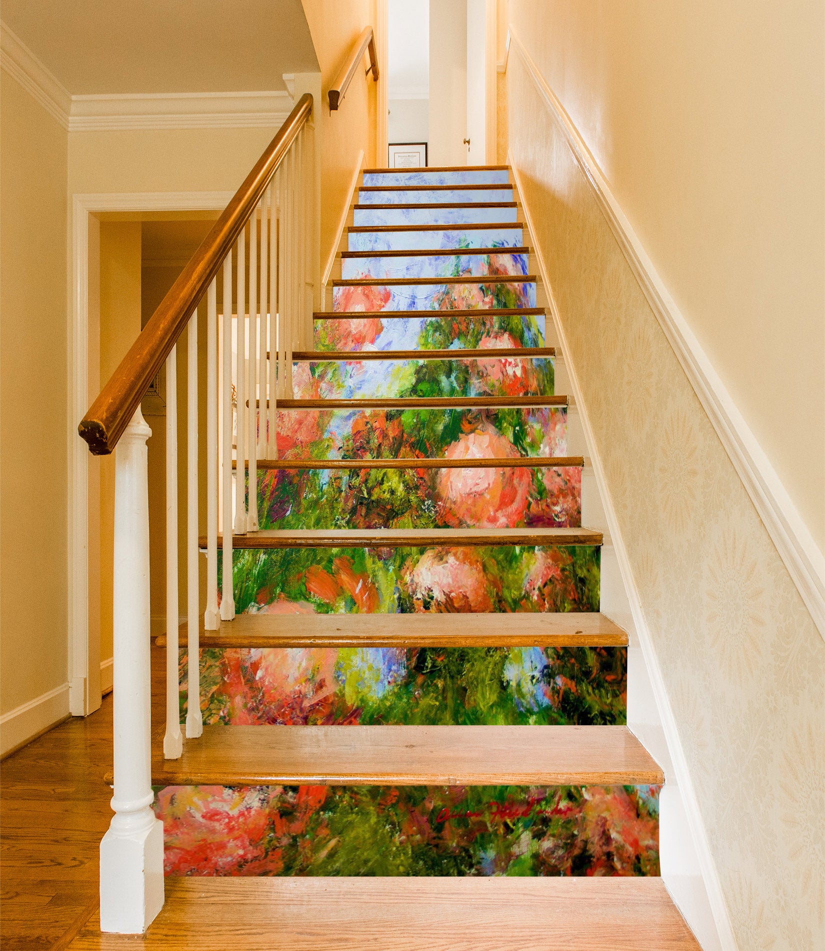 3D Pink Flower Garden Painting 90110 Allan P. Friedlander Stair Risers