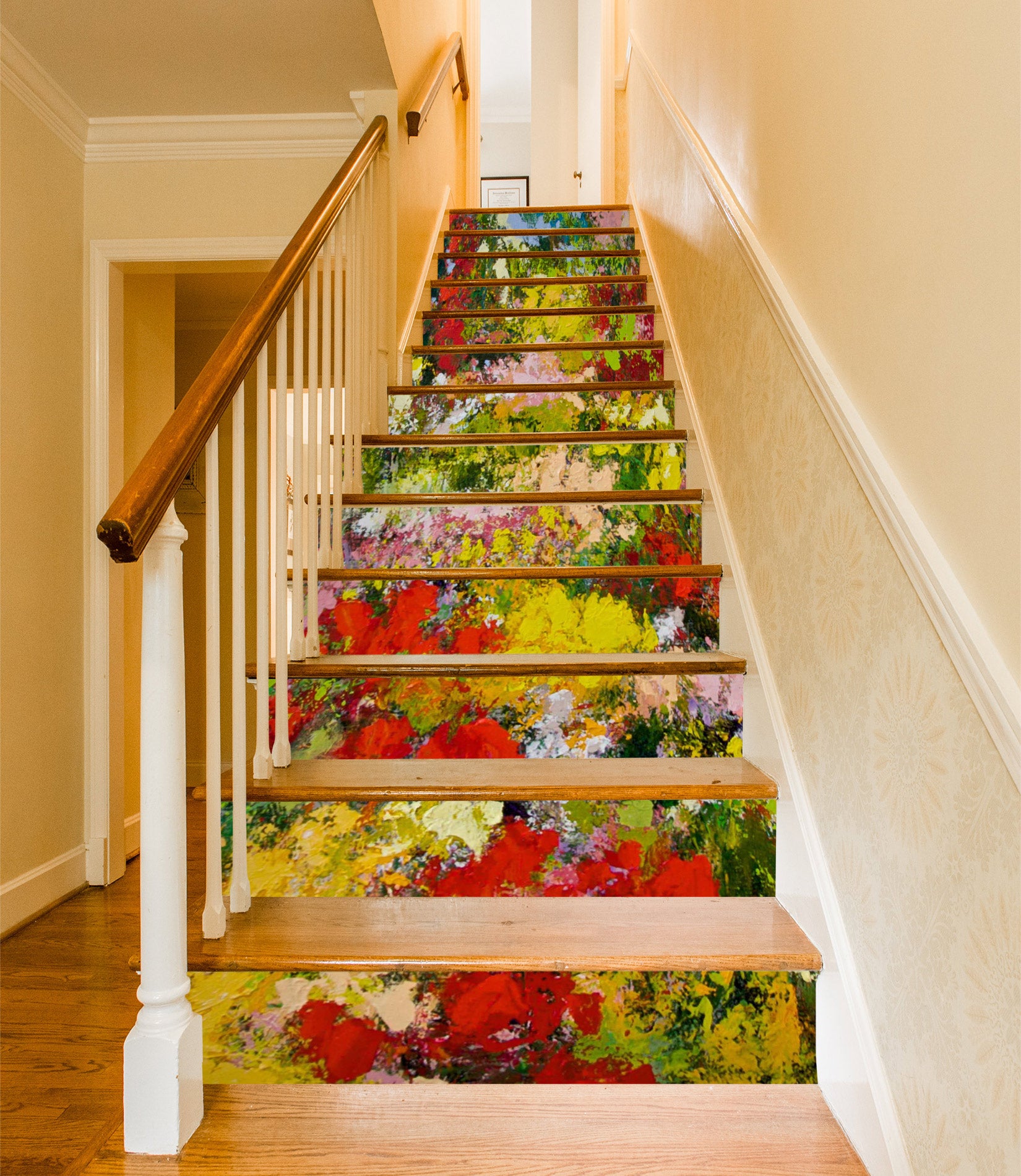 3D Colorful Flower Field 90166 Allan P. Friedlander Stair Risers