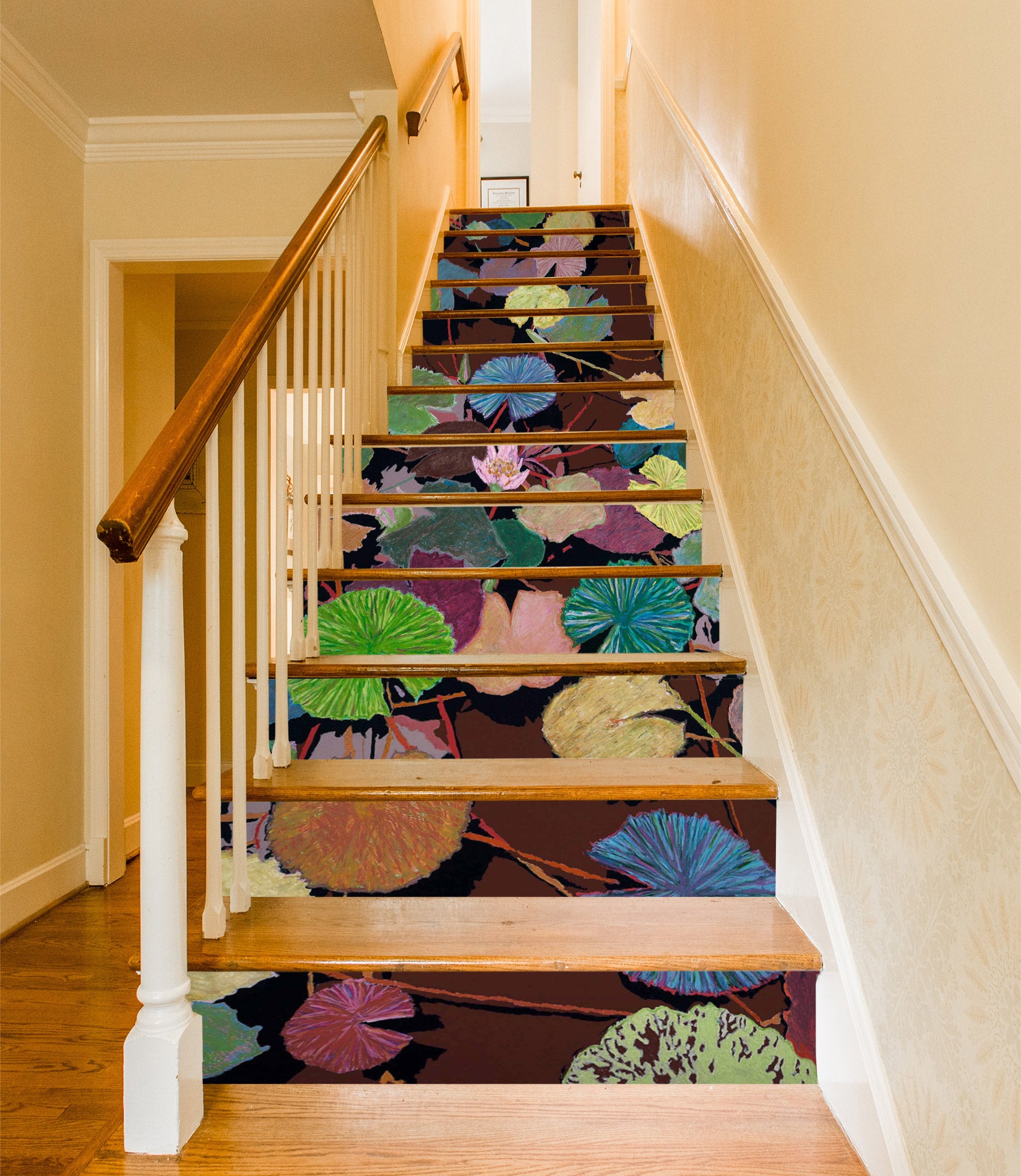 3D Colorful Lotus Leaf 9066 Allan P. Friedlander Stair Risers