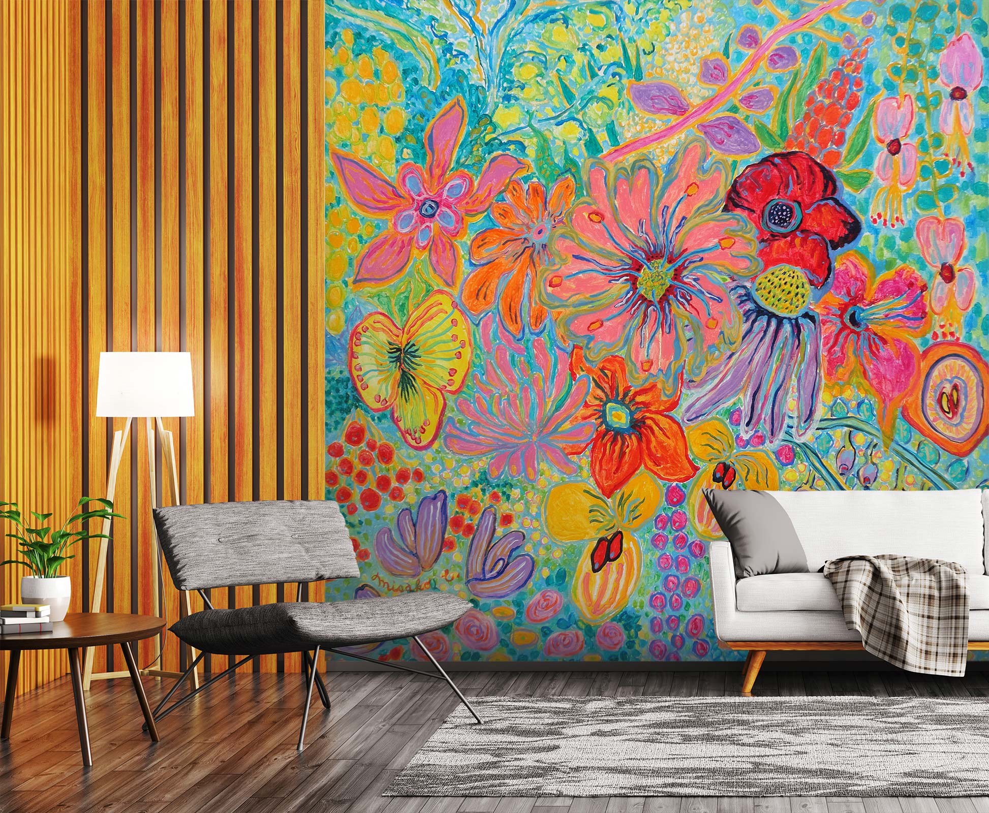 3D Color Flowers Painting 12160 Misako Chida Wall Mural Wall Murals