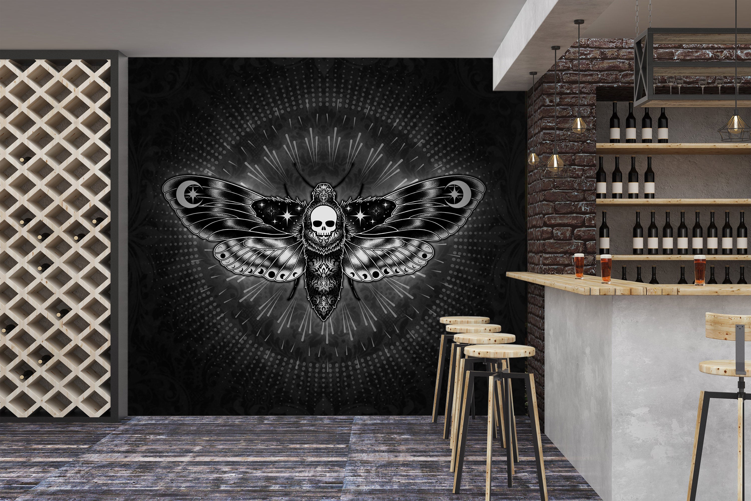 3D Black Skull Insect 8772 Brigid Ashwood Wall Mural Wall Murals