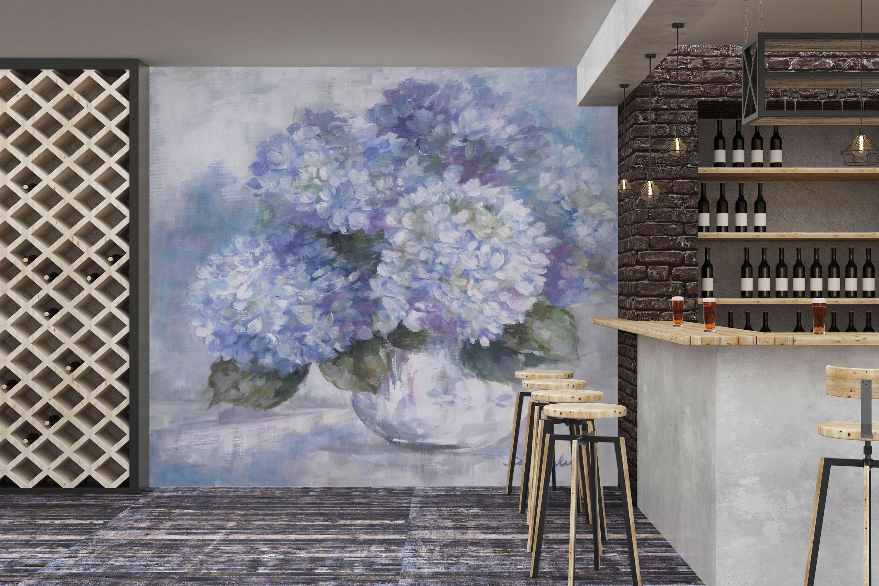 3D Blue Ball Flowers 3171 Debi Coules Wall Mural Wall Murals