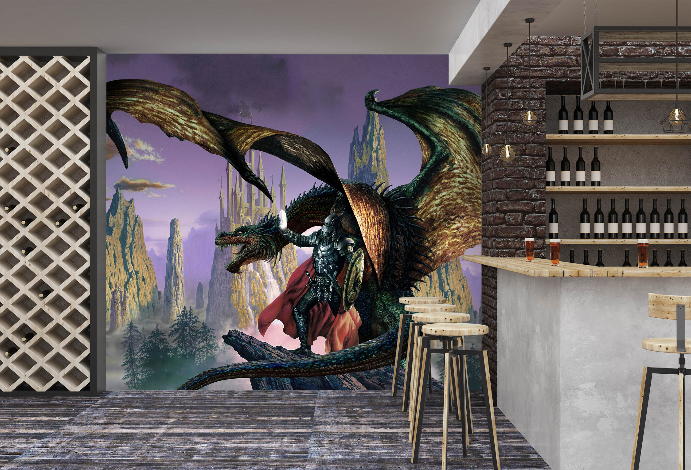 3D Armored Soldier Dragon 7048 Ciruelo Wall Mural Wall Murals