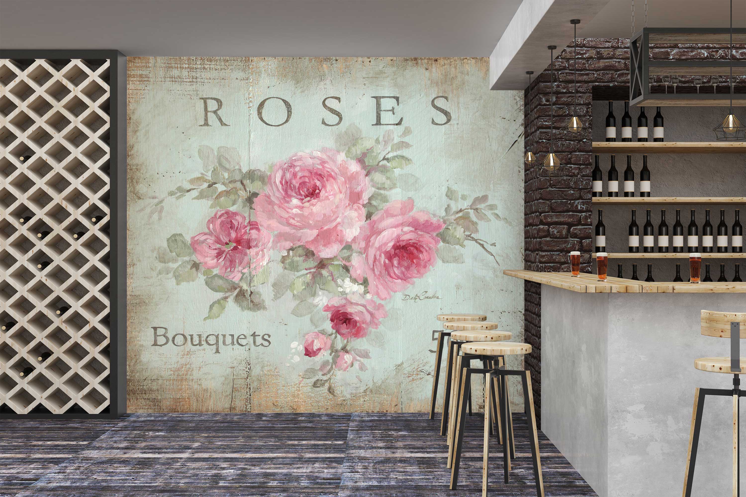 3D Pink Flowers Rose 3185 Debi Coules Wall Mural Wall Murals