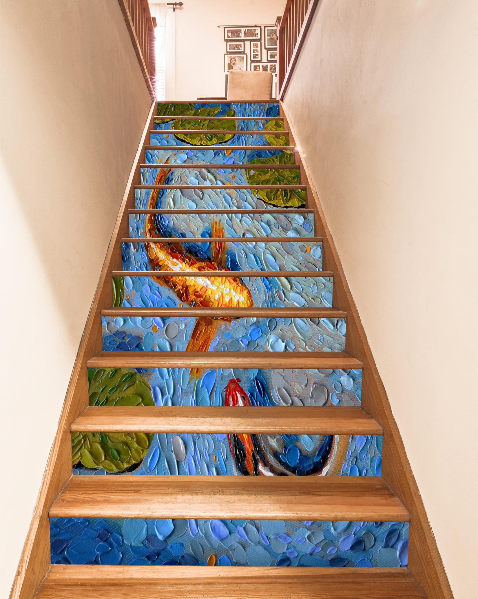 3D Lotus Pond Lotus Oil Painting 96146 Dena Tollefson Stair Risers