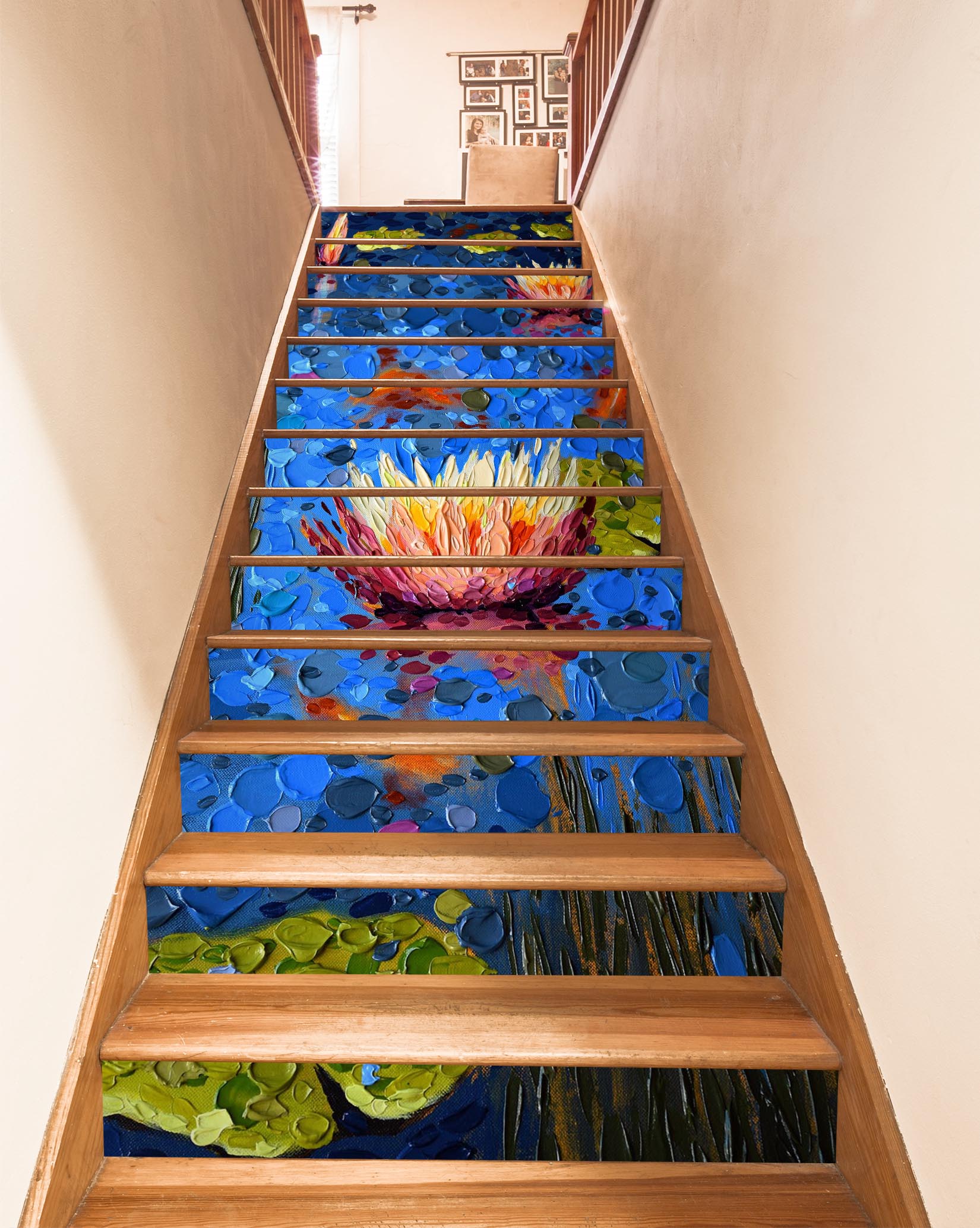 3D Lotus Oil Painting 96145 Dena Tollefson Stair Risers