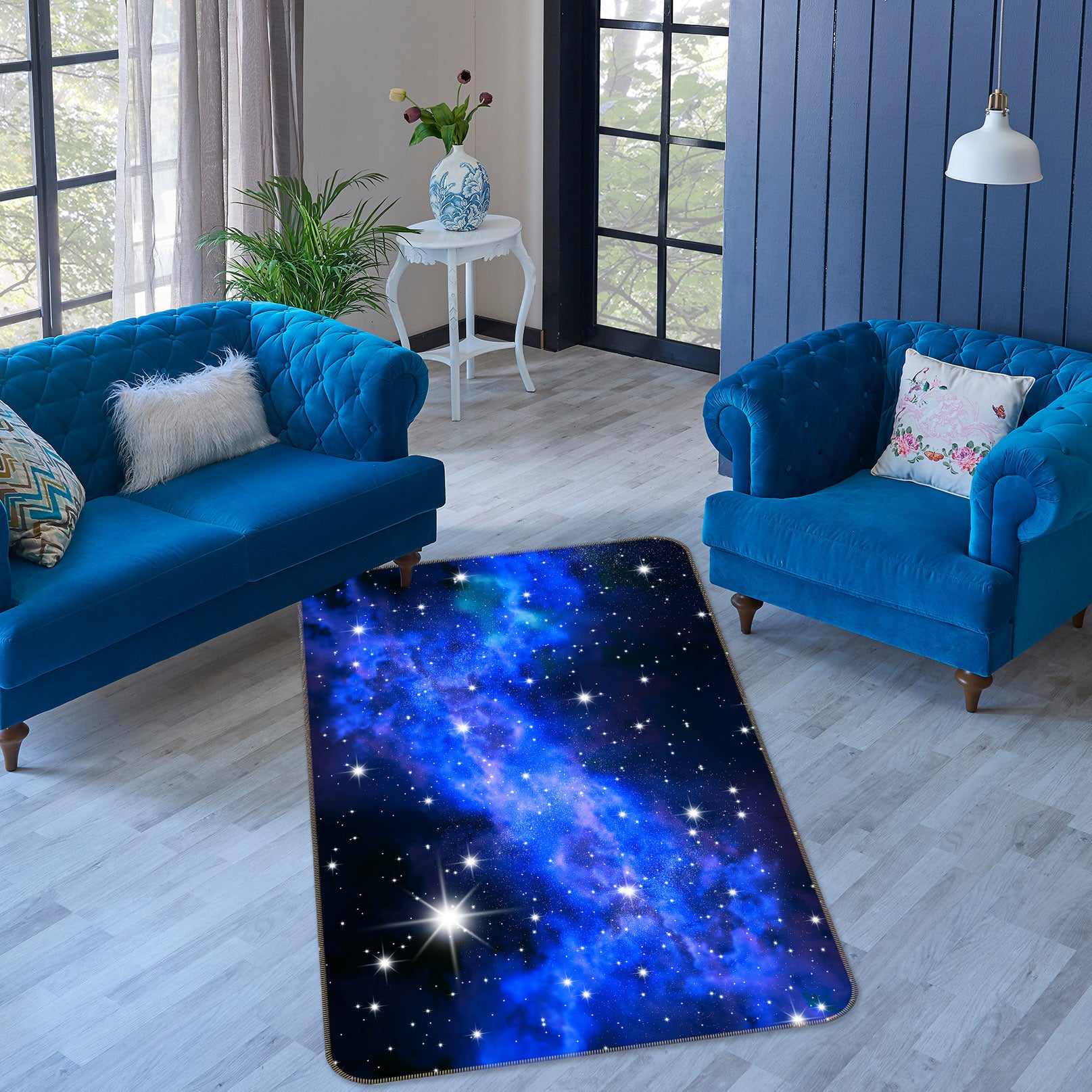 3D Blue Starry Sky 26010 Non Slip Rug Mat