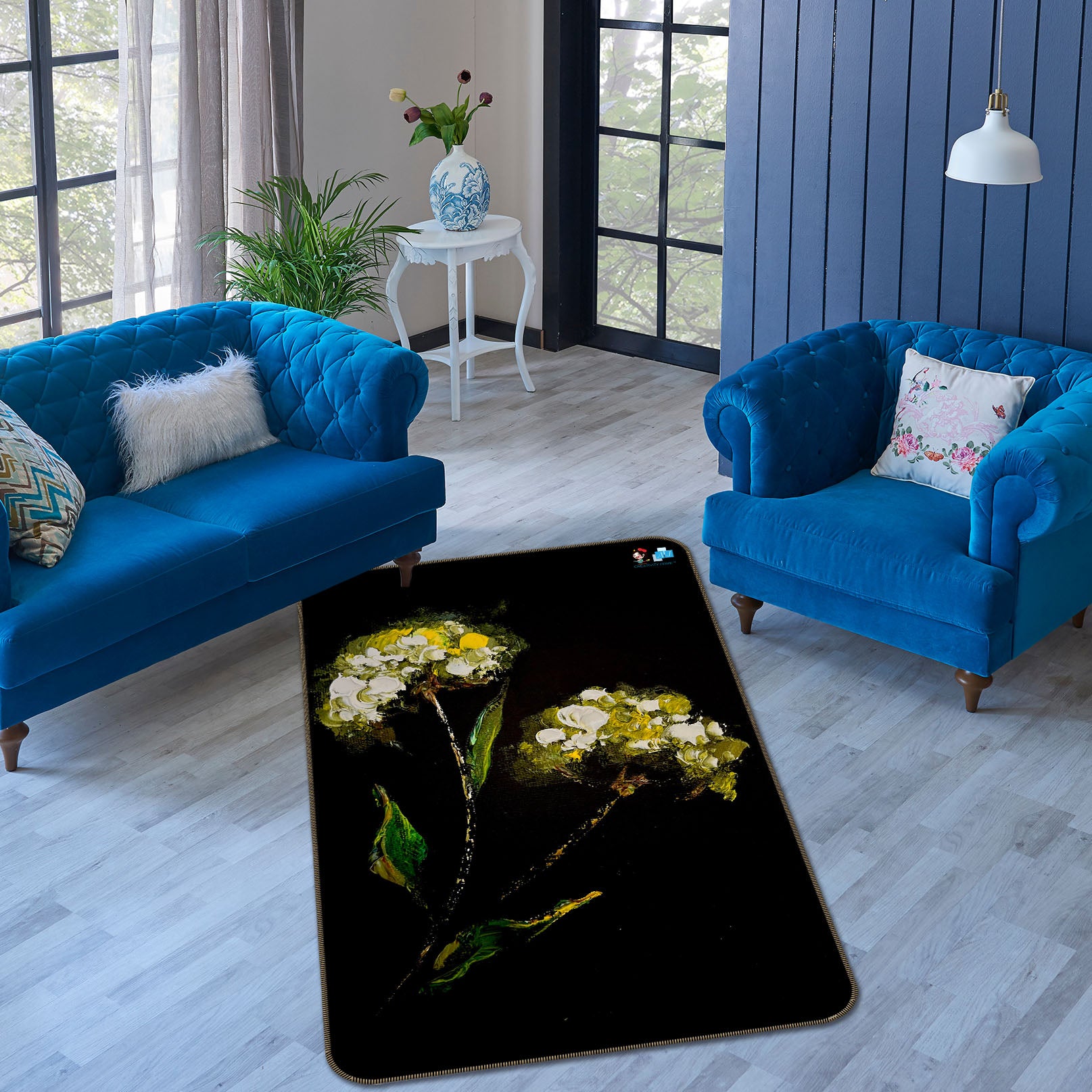 3D Yellow Flower 3848 Skromova Marina Rug Non Slip Rug Mat