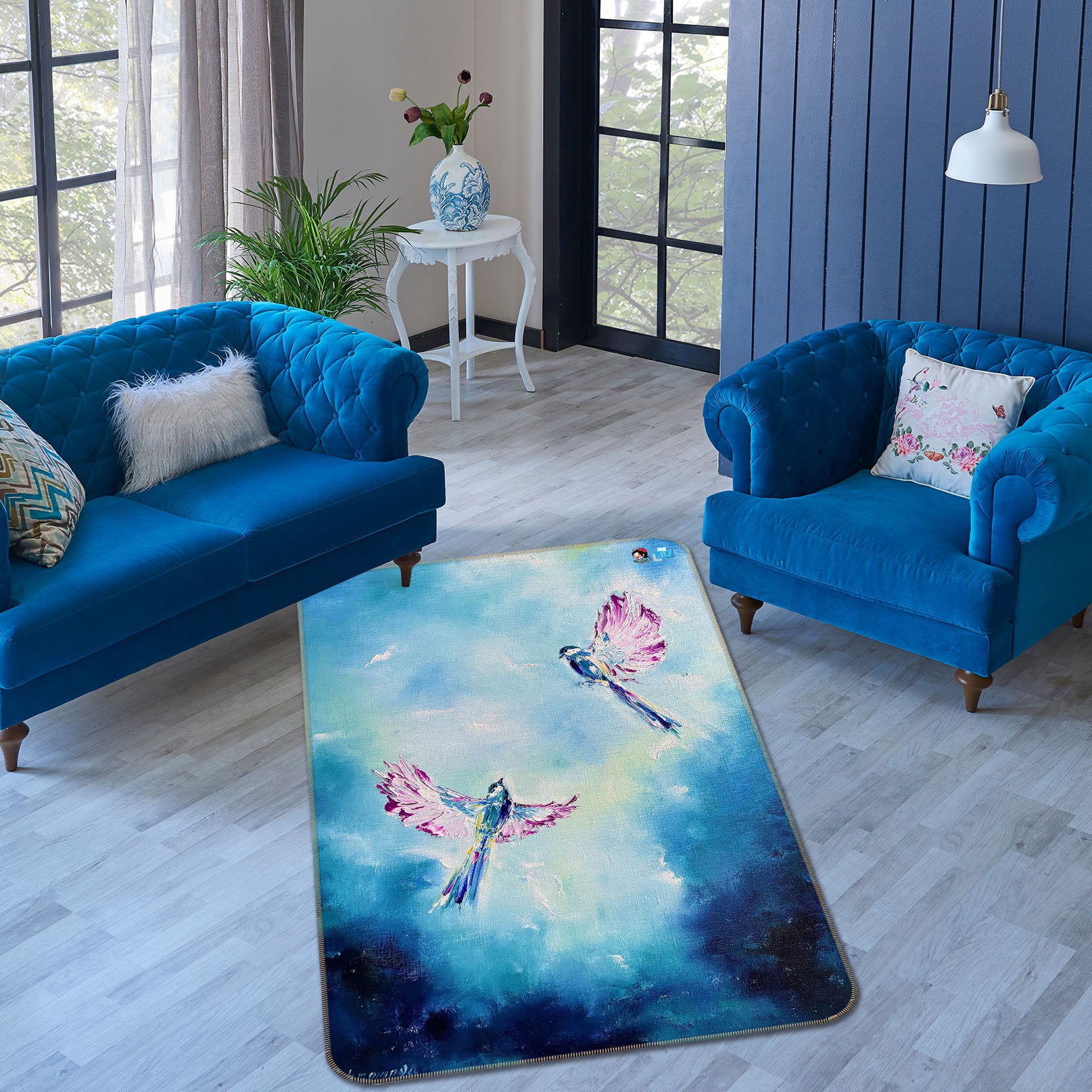 3D Painted Bird 1263 Skromova Marina Rug Non Slip Rug Mat