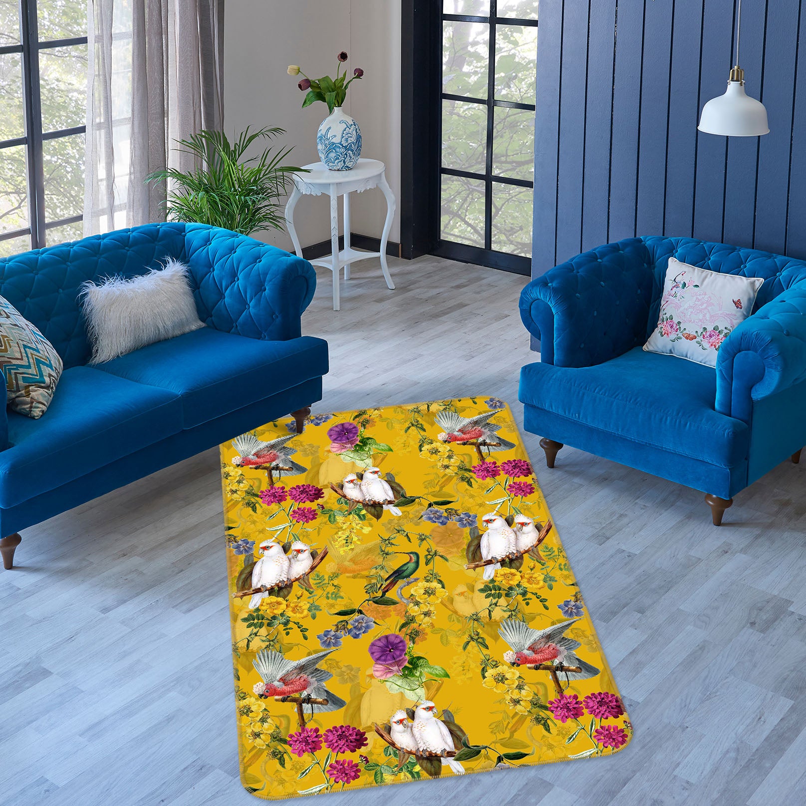 3D Wood Bird 185 Uta Naumann Rug Non Slip Rug Mat