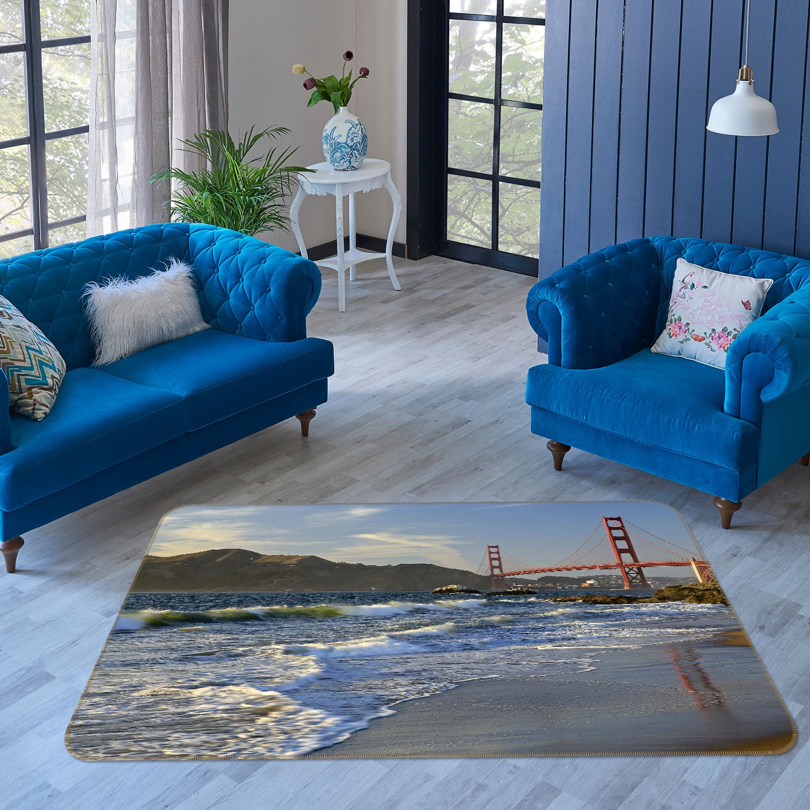 3D Golden Gate Bridge Sunset 84060 Kathy Barefield Rug Non Slip Rug Mat