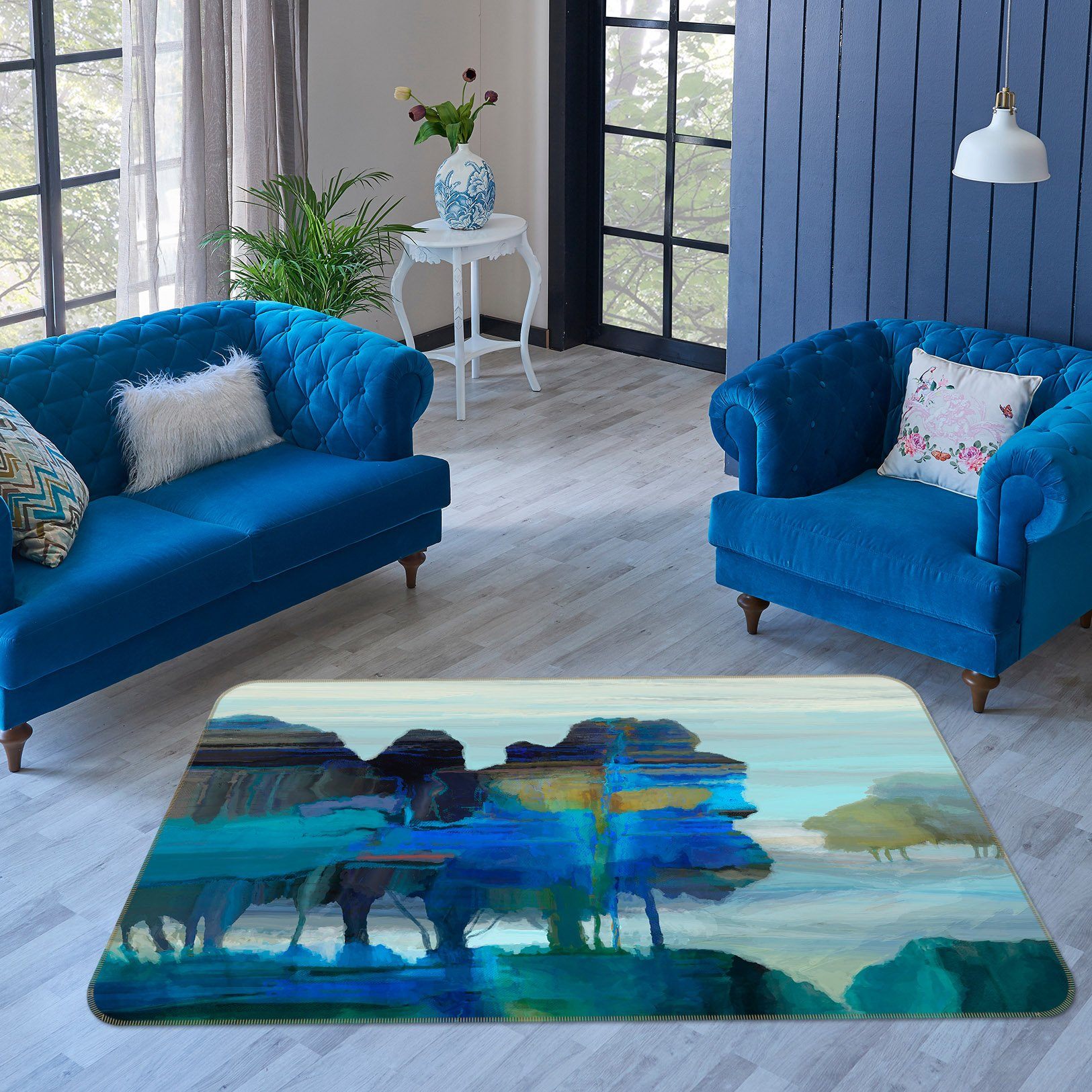 3D Blue Lake 1028 Michael Tienhaara Rug Non Slip Rug Mat Mat AJ Creativity Home 