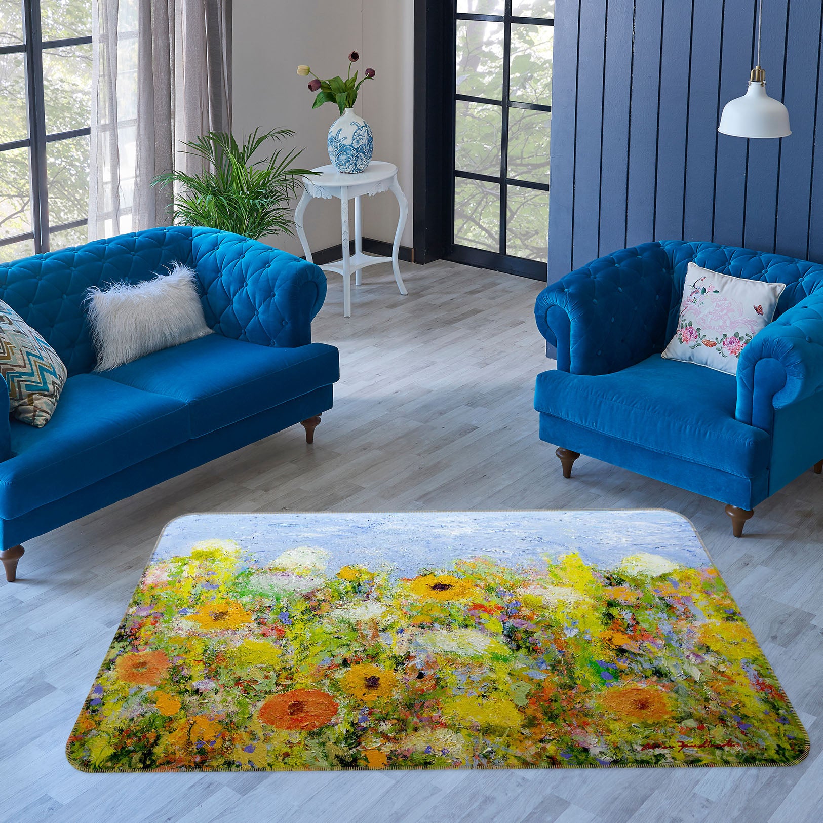 3D Summer Flowers 1115 Allan P. Friedlander Rug Non Slip Rug Mat