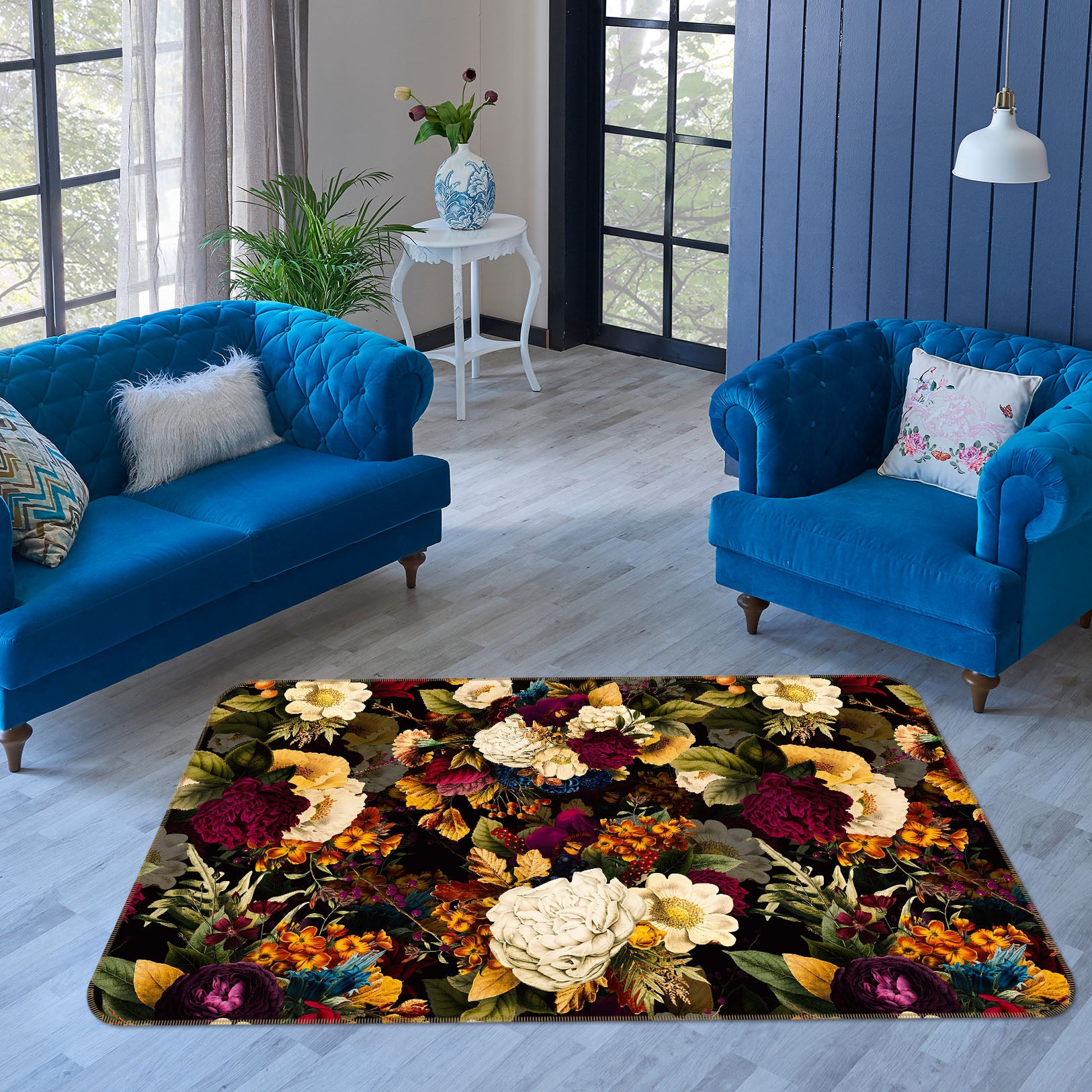 3D Painted Flowers 110 Uta Naumann Rug Non Slip Rug Mat