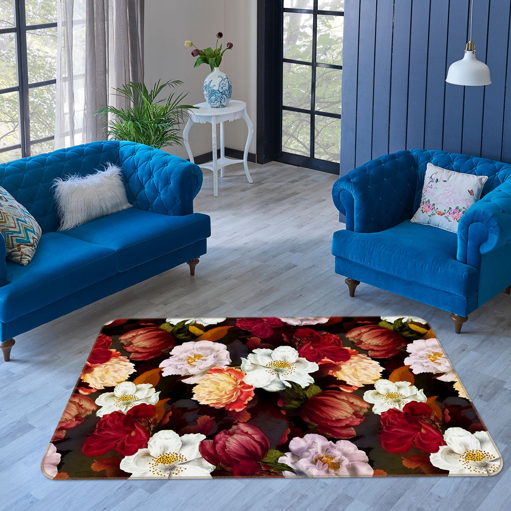 3D Flowers Bloom 145 Uta Naumann Rug Non Slip Rug Mat