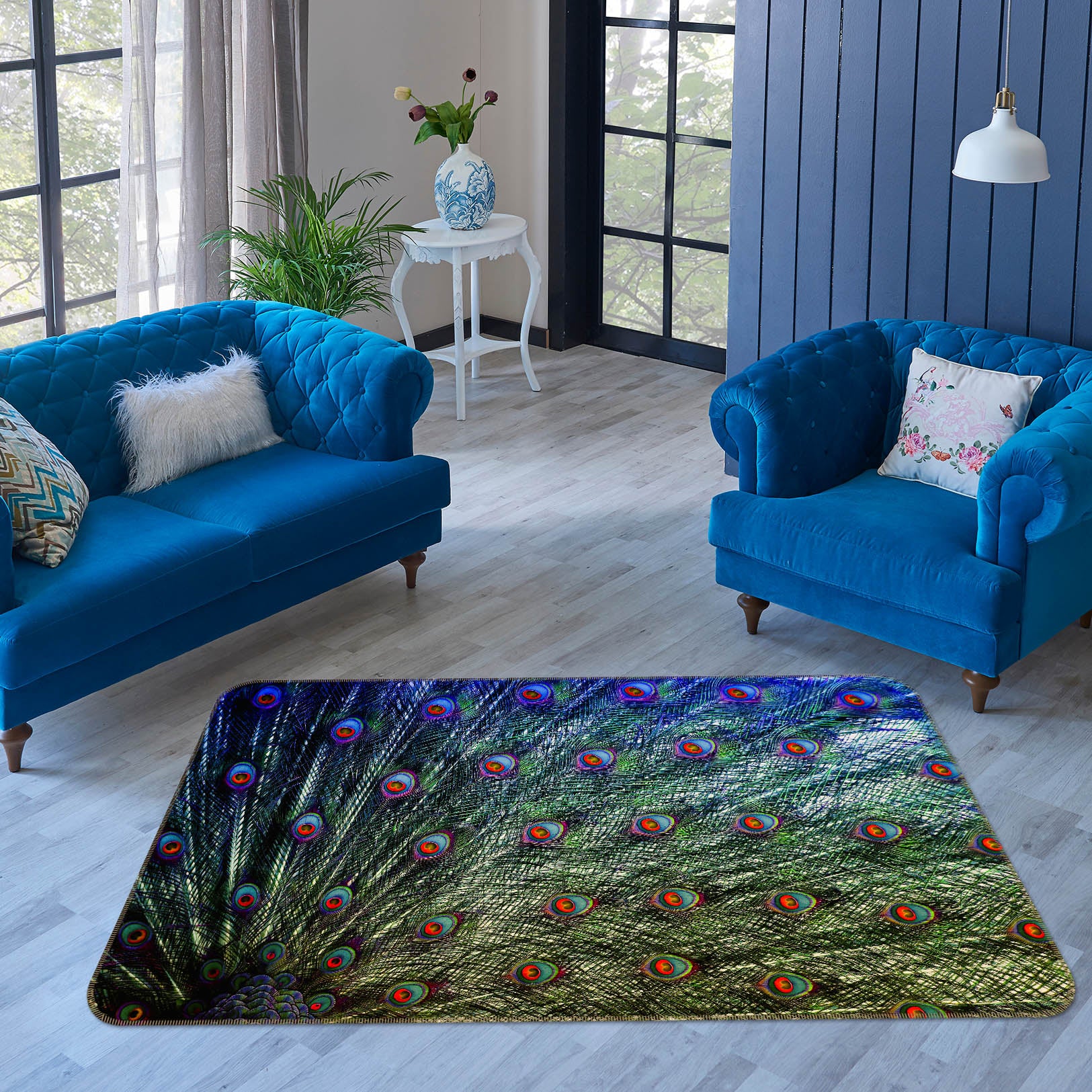 3D Peacock Feather 69004 Animal Non Slip Rug Mat