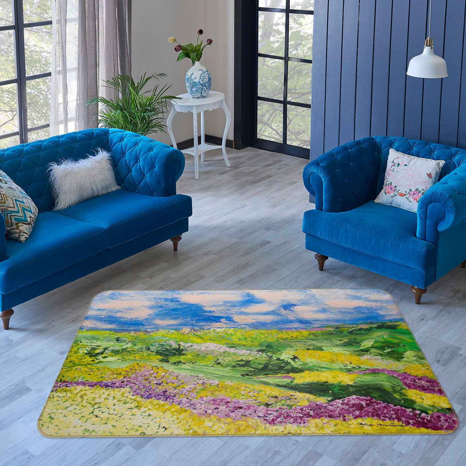 3D Flower Meadow 1102 Allan P. Friedlander Rug Non Slip Rug Mat