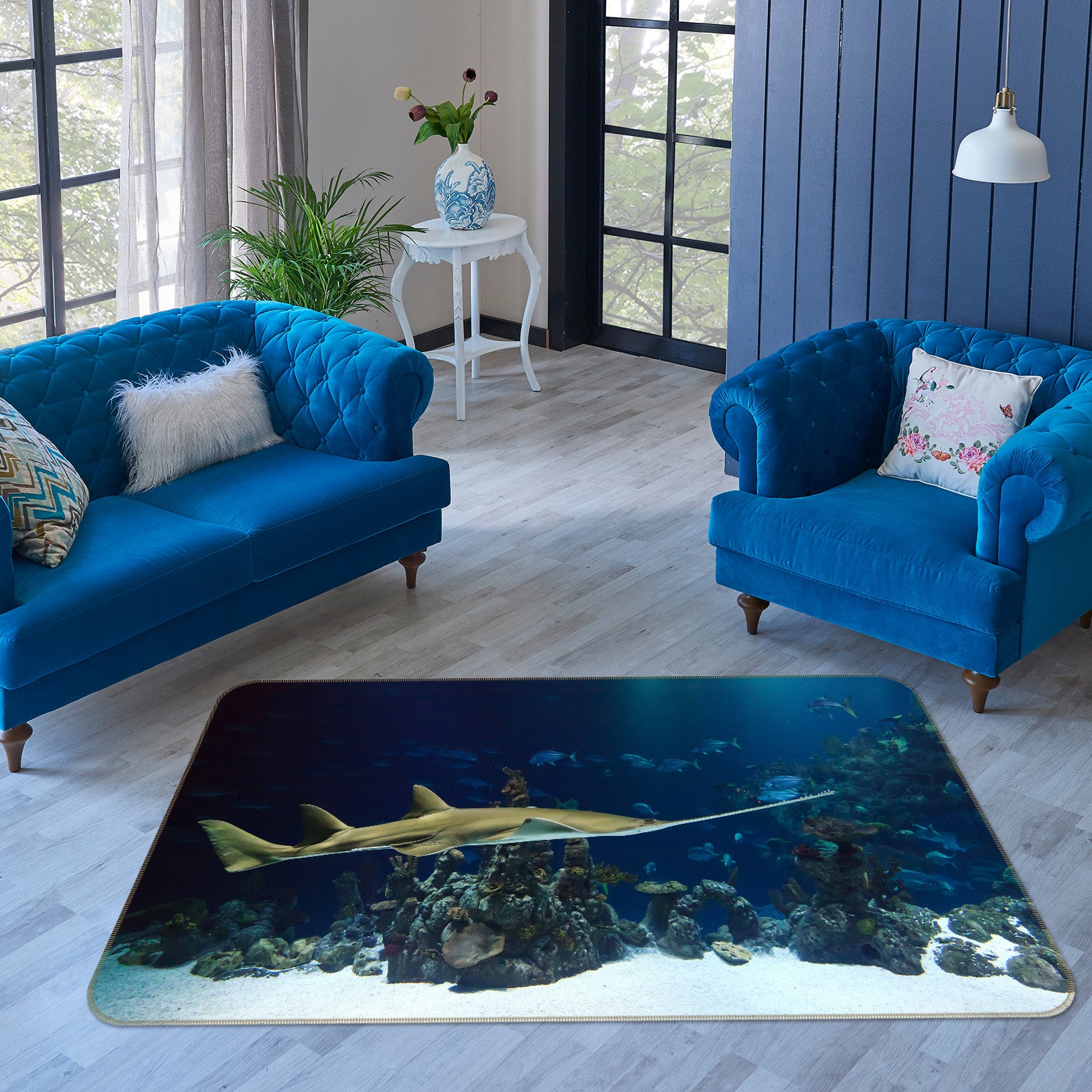 3D Tuna Seabed 006 Animal Non Slip Rug Mat