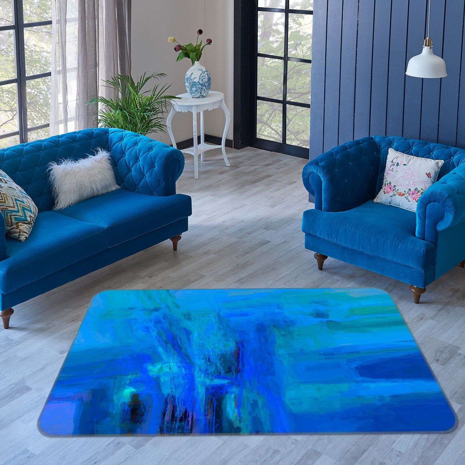 3D Blue Graffiti 1021 Michael Tienhaara Rug Non Slip Rug Mat Mat AJ Creativity Home 