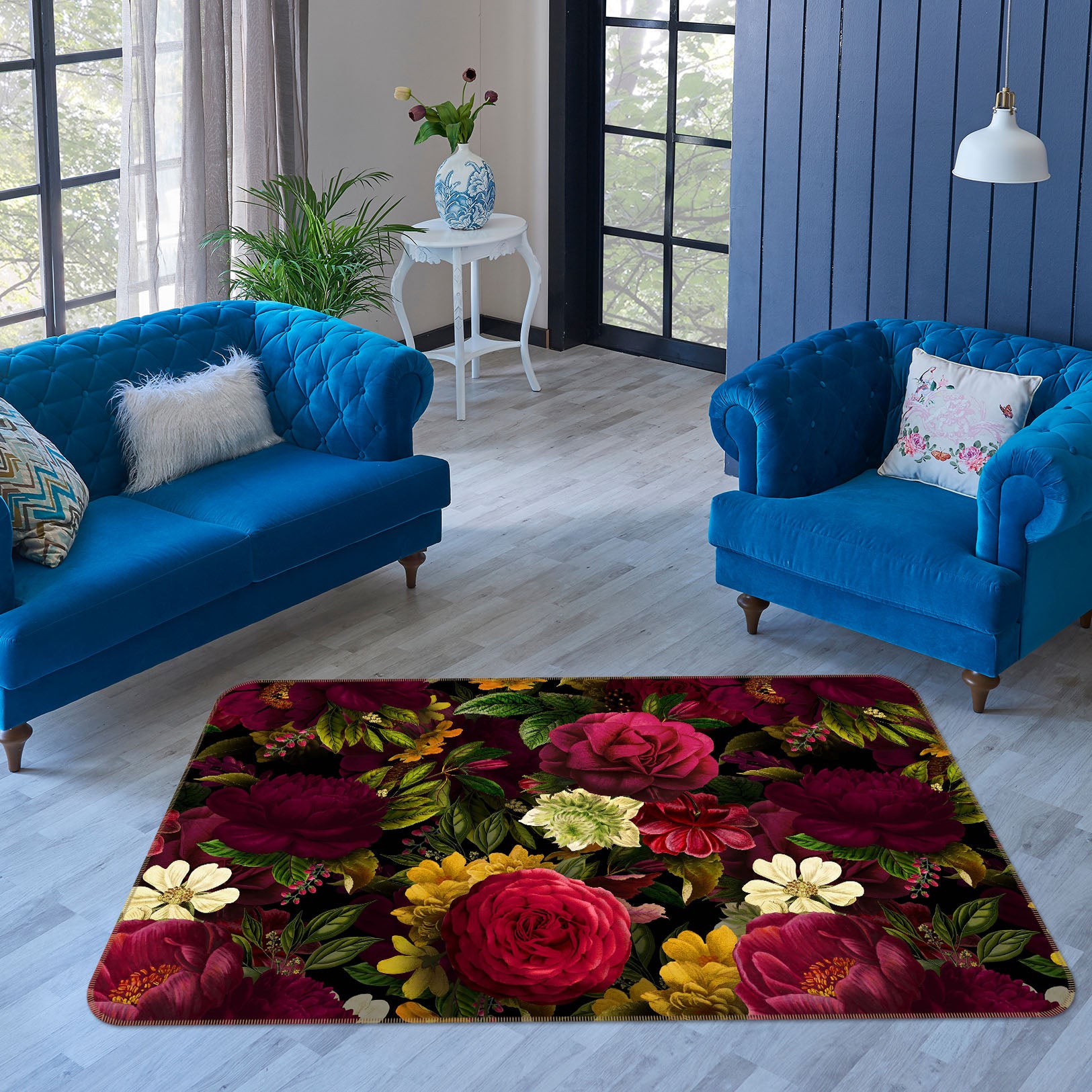 3D Noble Rose 1049 Uta Naumann Rug Non Slip Rug Mat