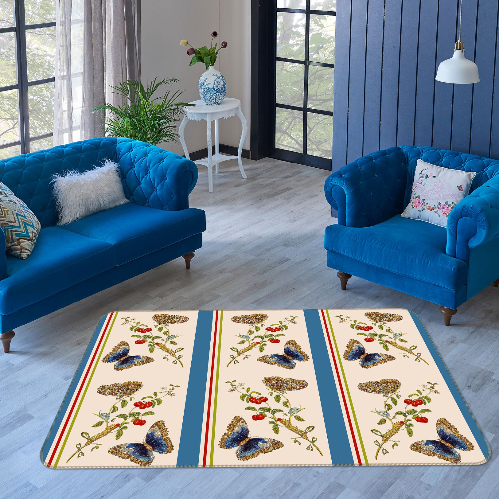 3D Butterfly Flying 166 Uta Naumann Rug Non Slip Rug Mat