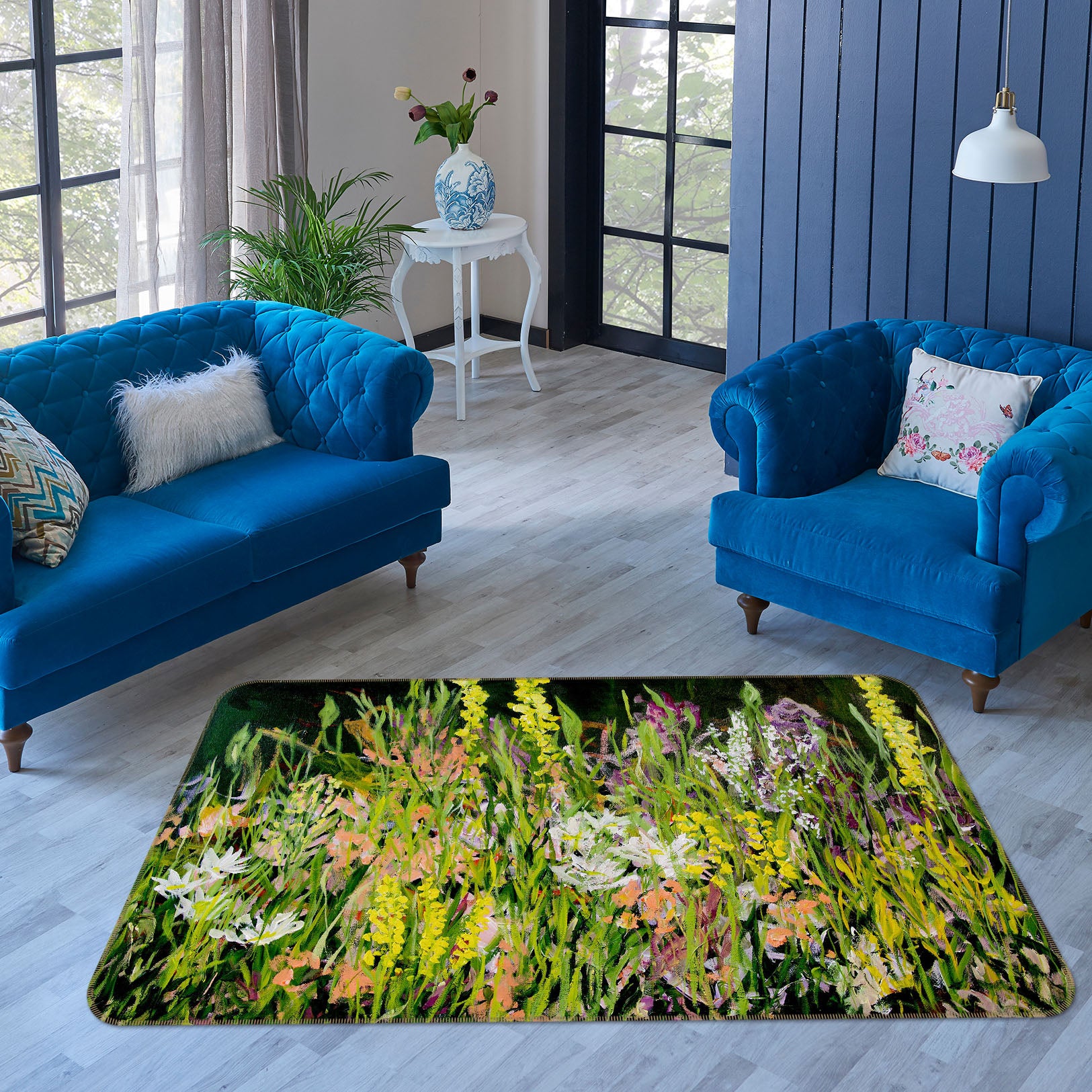 3D Field Wildflowers 1081 Allan P. Friedlander Rug Non Slip Rug Mat