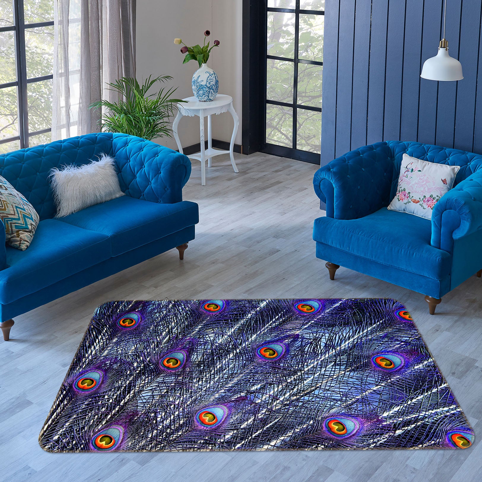 3D Peacock Feather 69003 Animal Non Slip Rug Mat