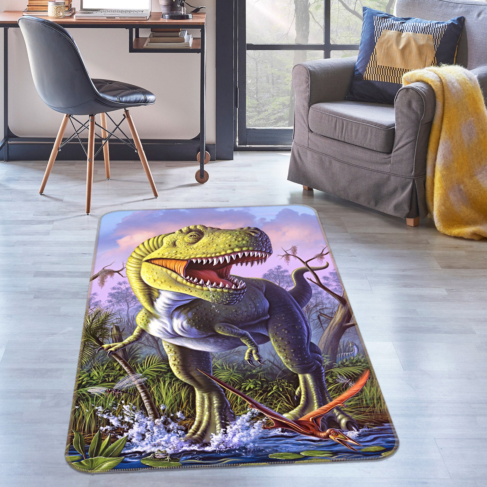 3D Dinosaur 83096 Jerry LoFaro Rug Non Slip Rug Mat