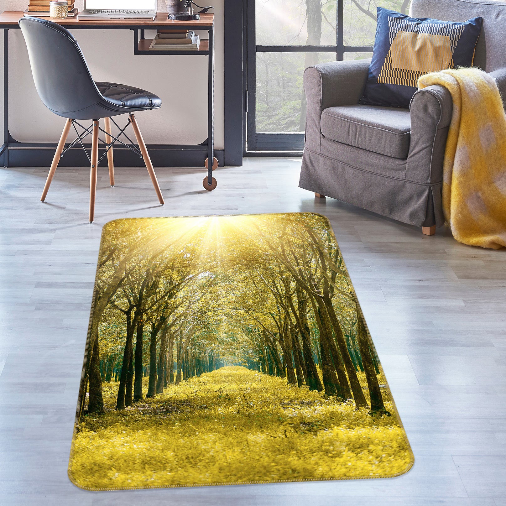 3D Branches Environment Fog 77244 Non Slip Rug Mat