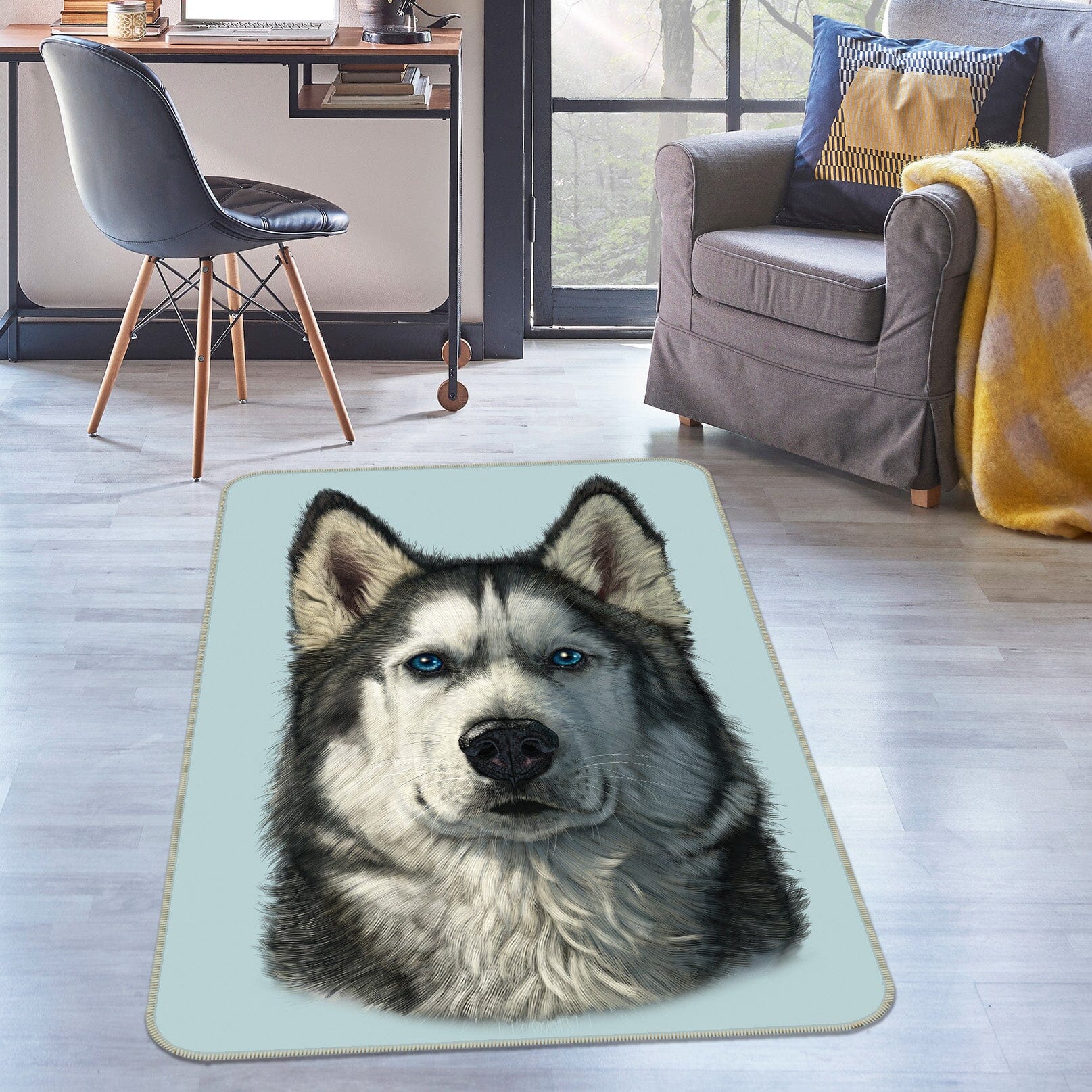 3D Husky Portrait 1043 Vincent Hie Rug Non Slip Rug Mat Mat AJ Creativity Home 