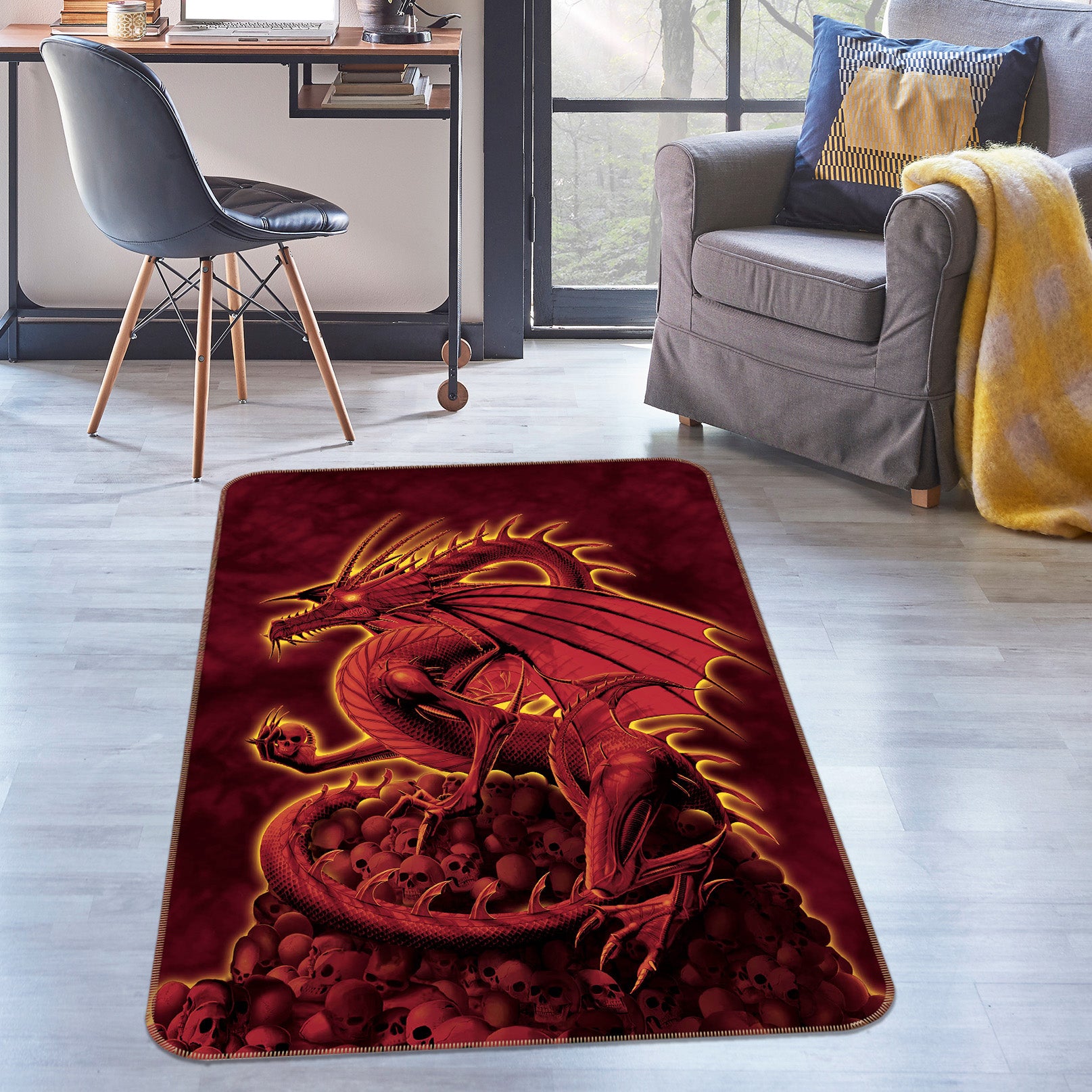 3D Red Dragon 84193 Vincent Hie Rug Non Slip Rug Mat