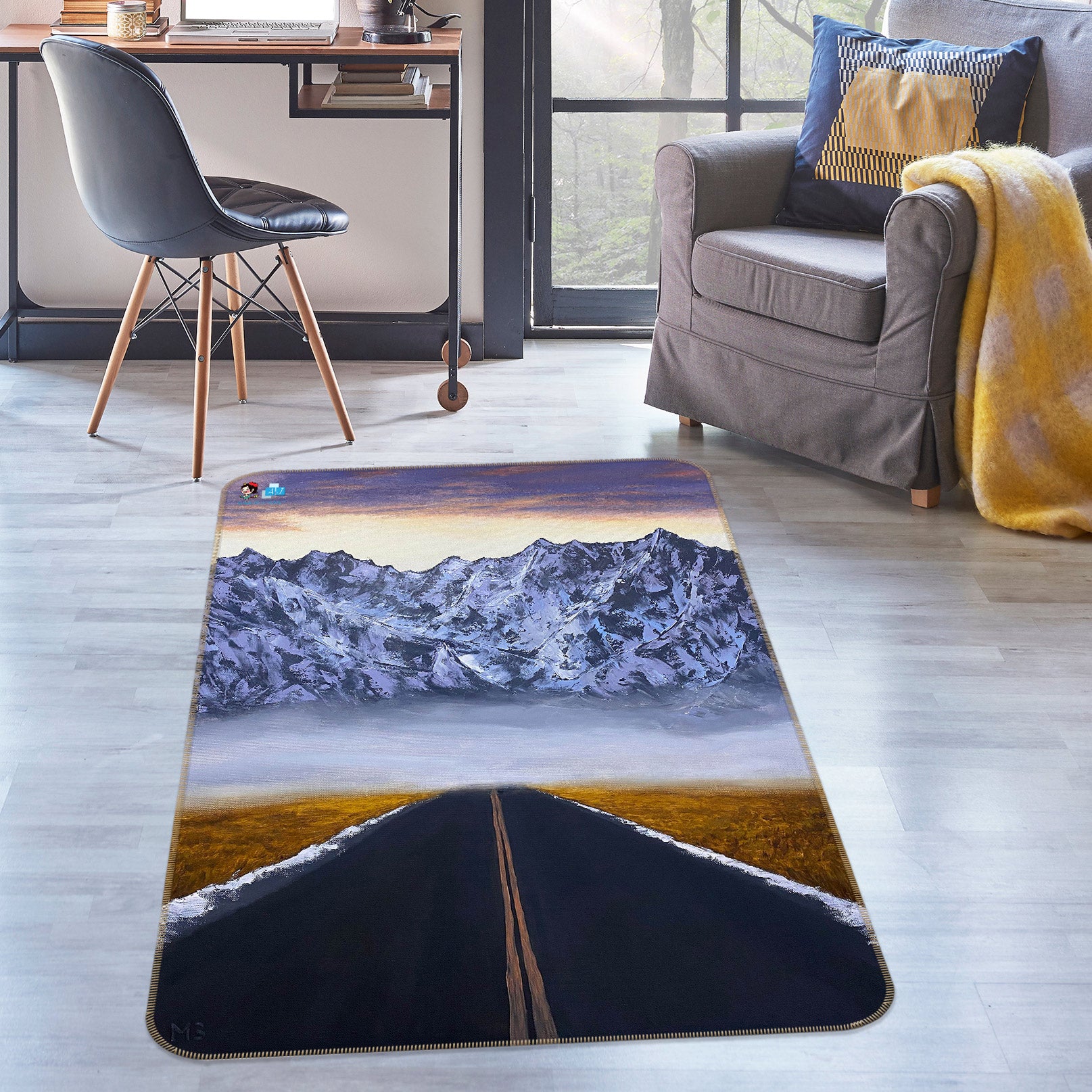 3D Snow Mountain Highway 9719 Marina Zotova Rug Non Slip Rug Mat