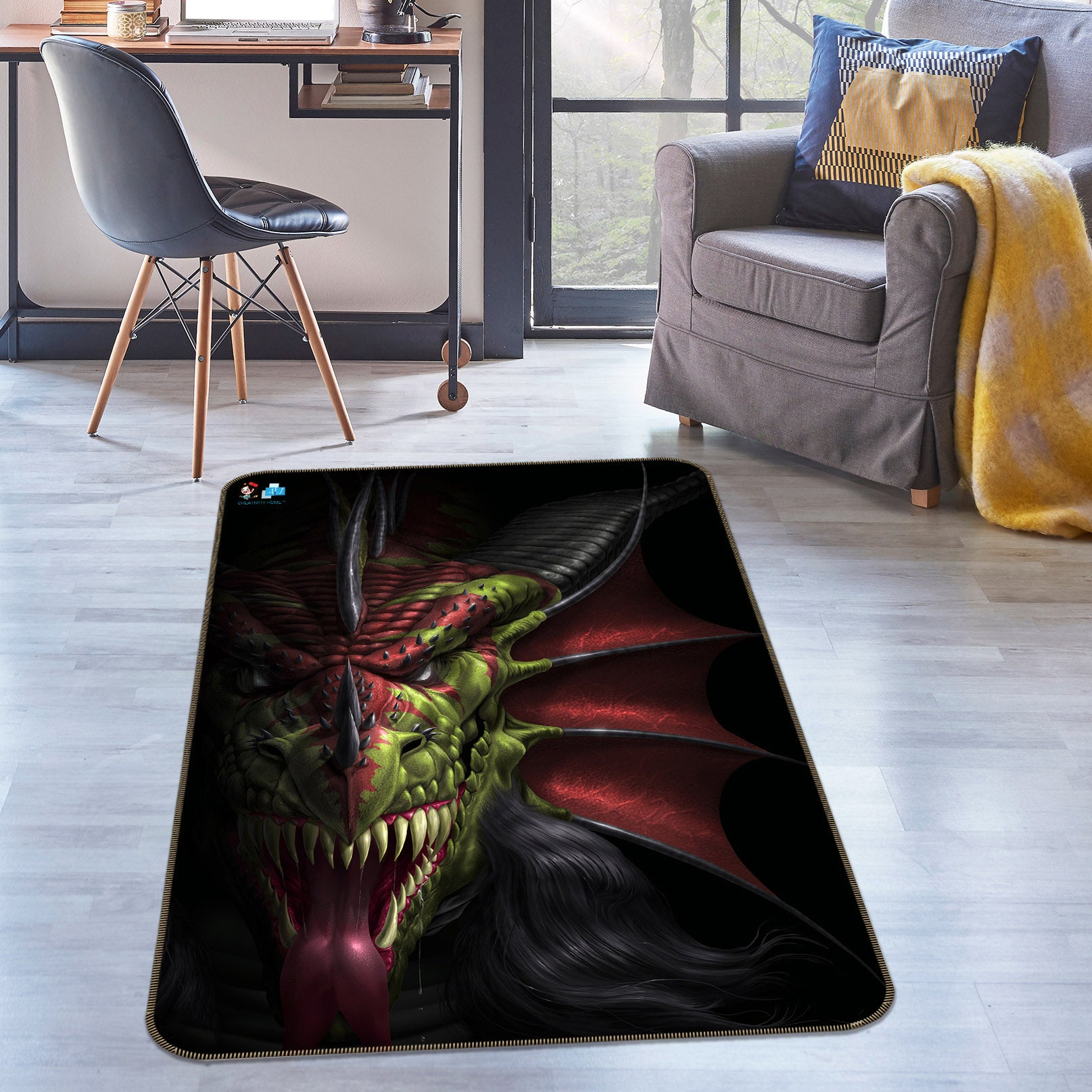 3D Dragon 4138 Tom Wood Rug Non Slip Rug Mat