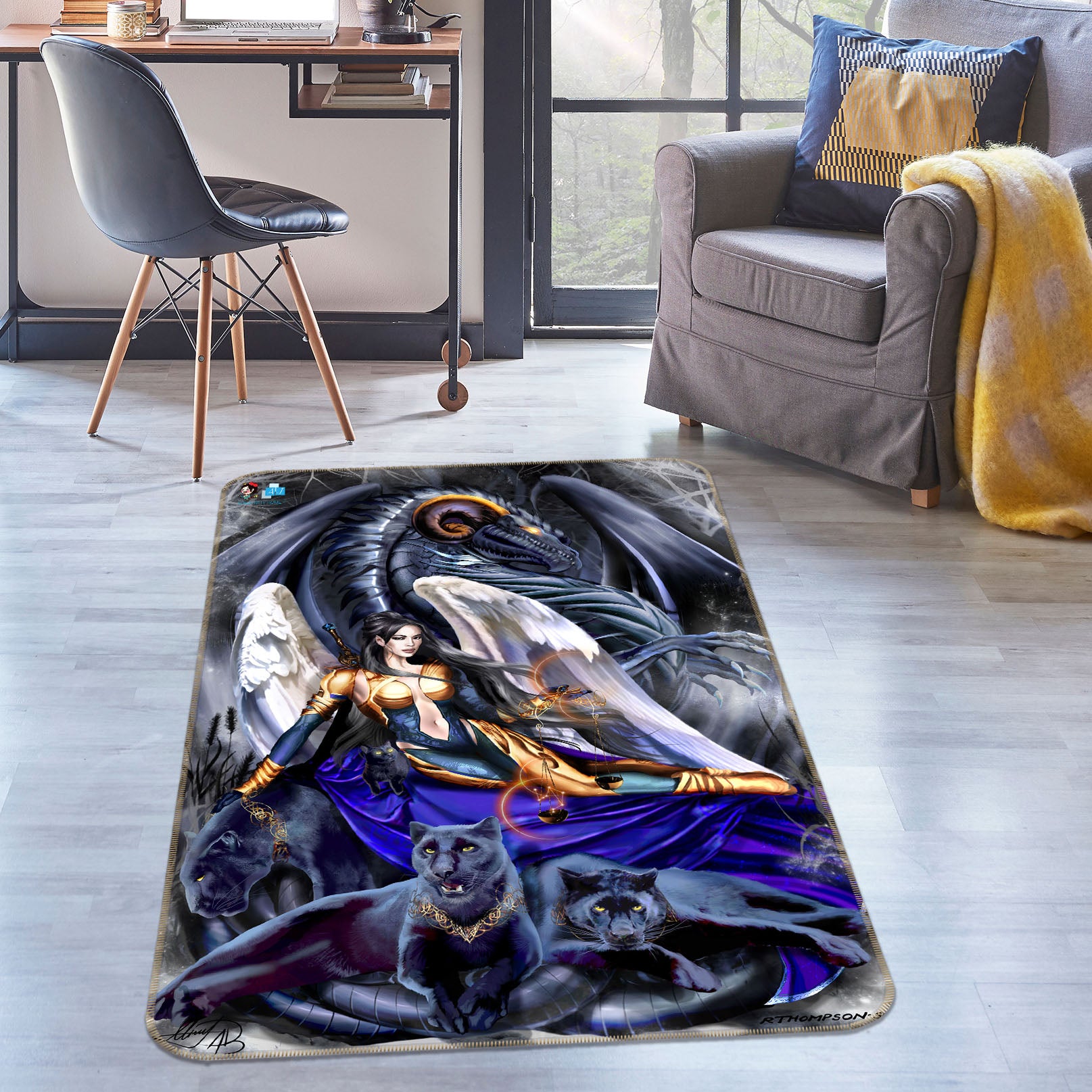 3D Dragon Woman 8247 Ruth Thompson Rug Non Slip Rug Mat