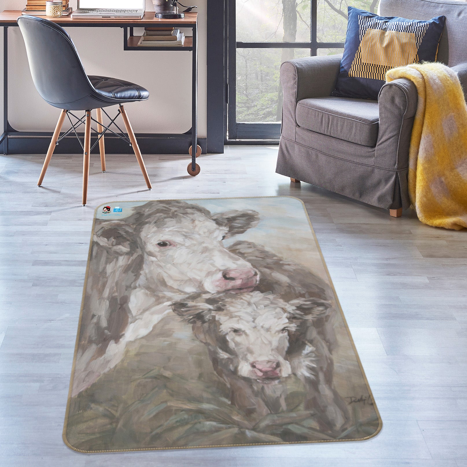 3D Cattle 0181 Debi Coules Rug Non Slip Rug Mat