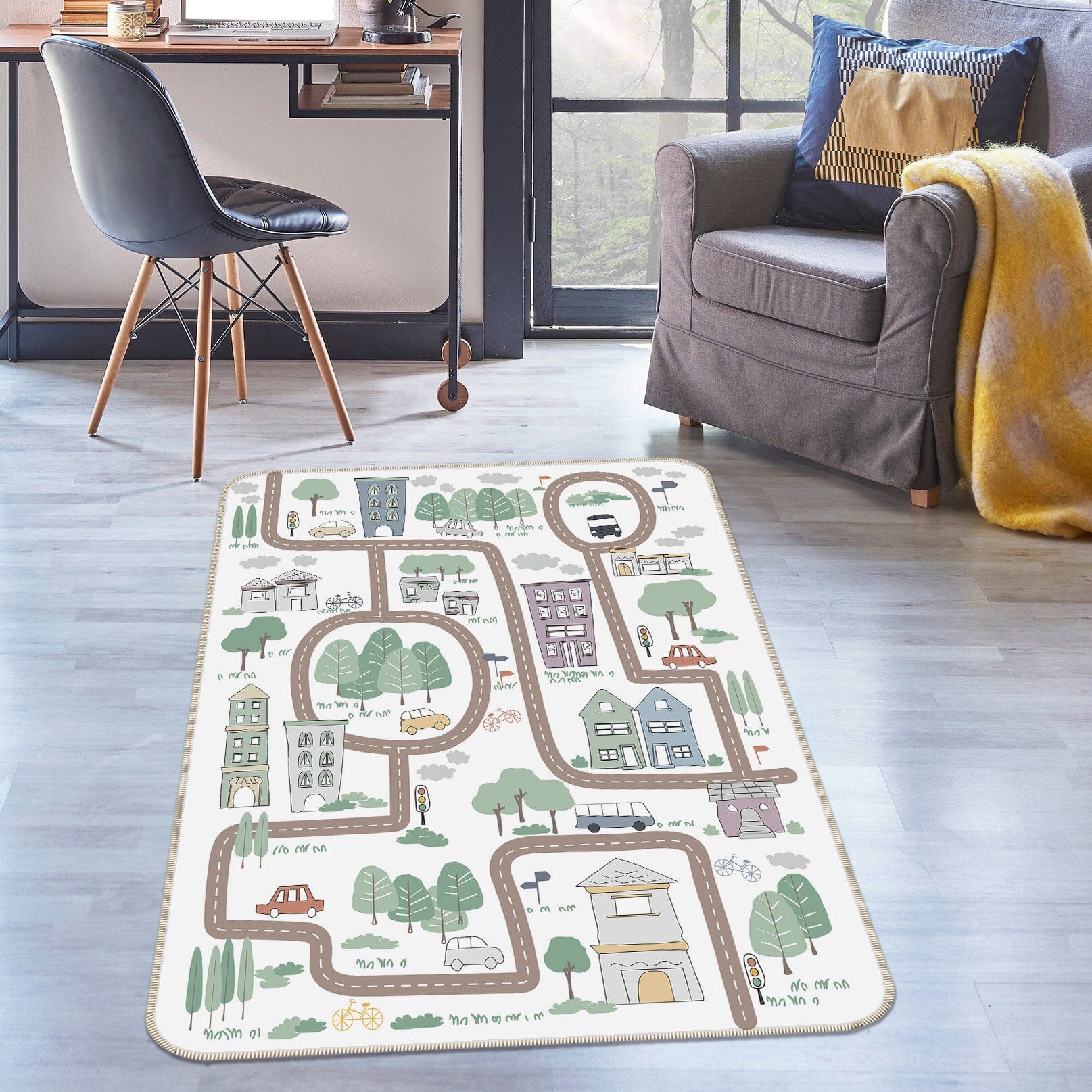 3D City Street 1108 Jillian Helvey Rug Non Slip Rug Mat Mat AJ Creativity Home 