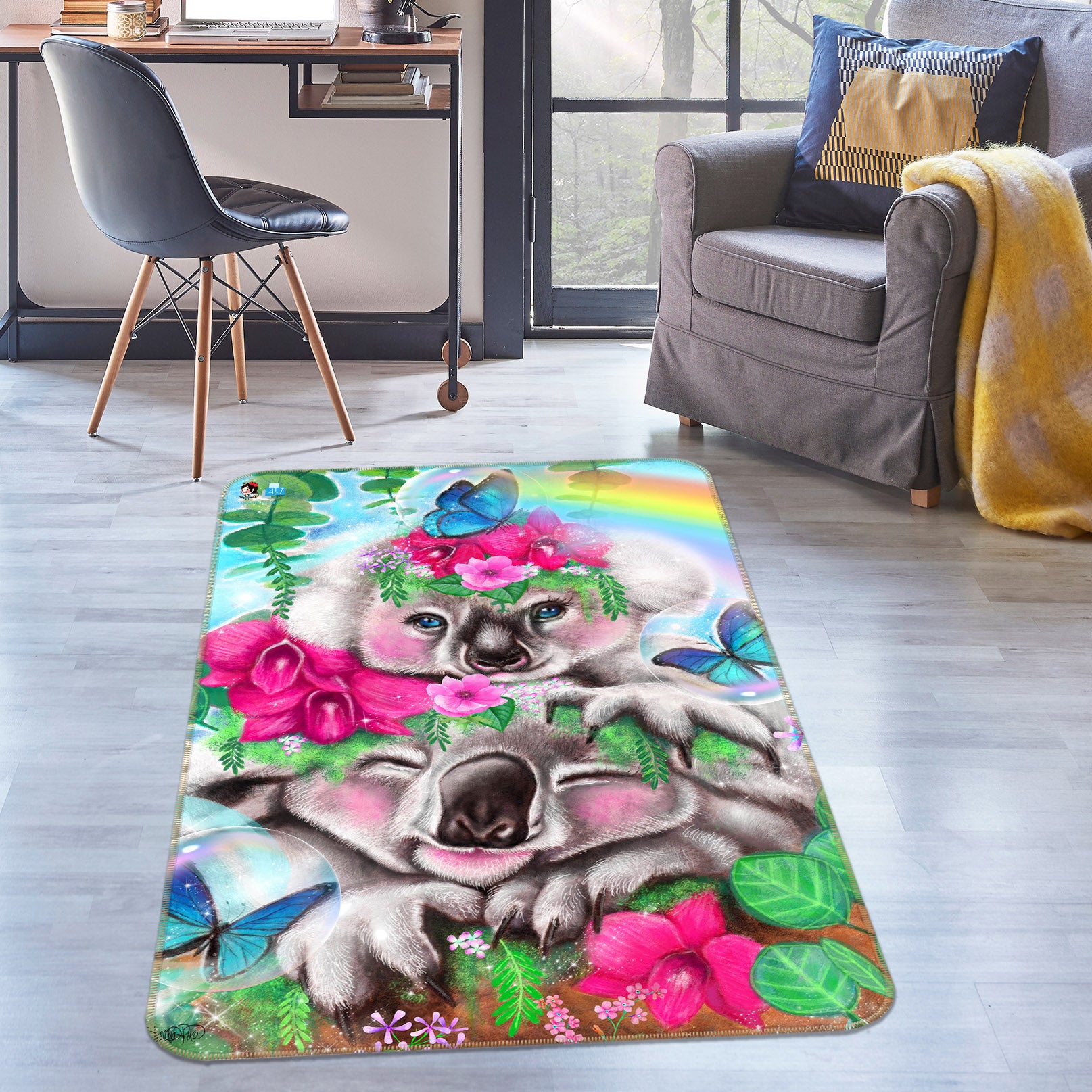 3D Flower Koala 8523 Sheena Pike Rug Non Slip Rug Mat