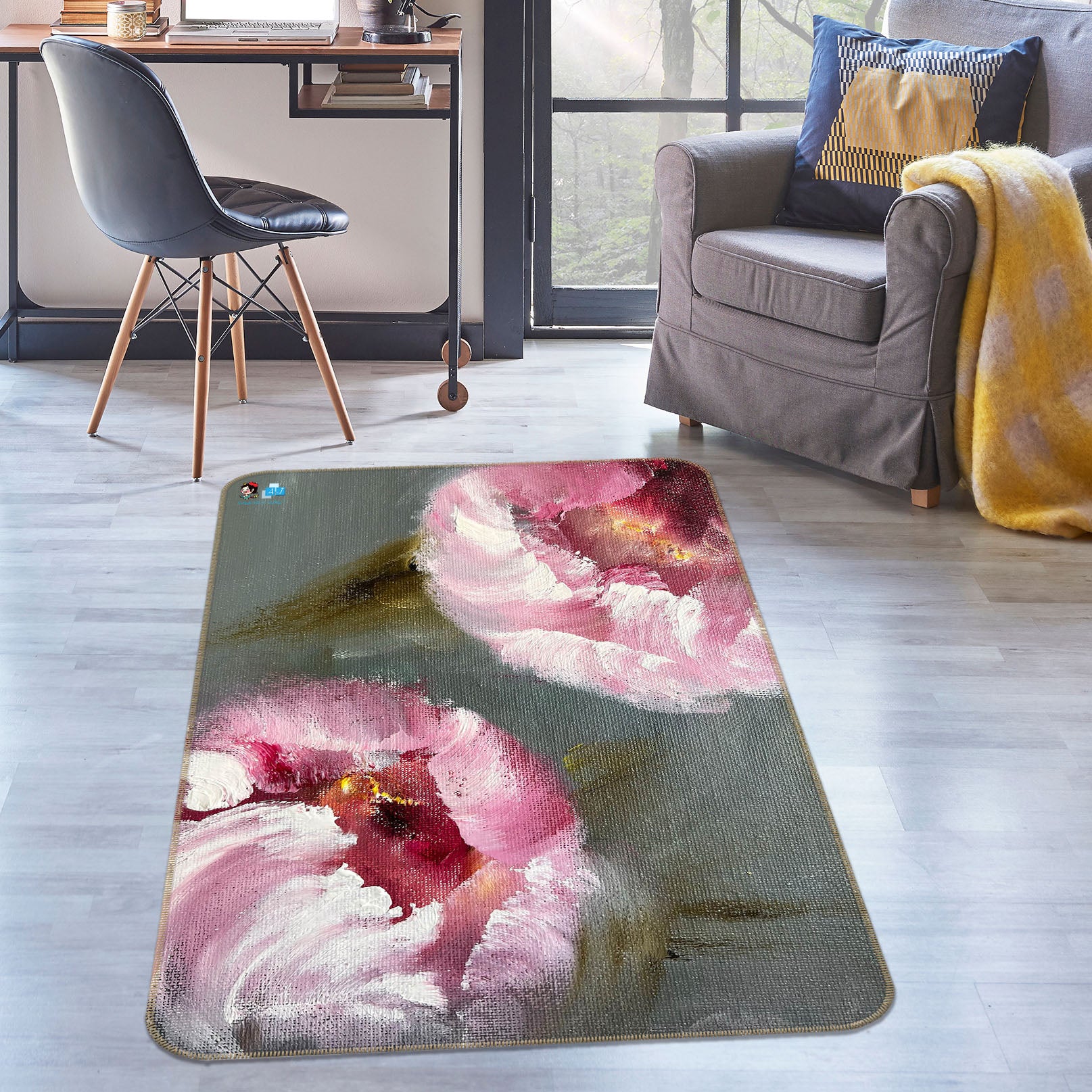 3D Painted Flowers 1285 Skromova Marina Rug Non Slip Rug Mat