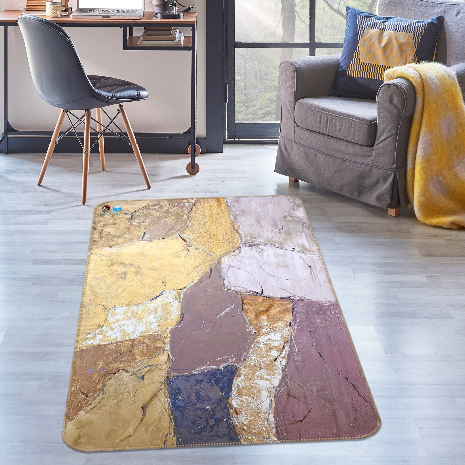 3D Colored Stone Texture 4129 Skromova Marina Rug Non Slip Rug Mat