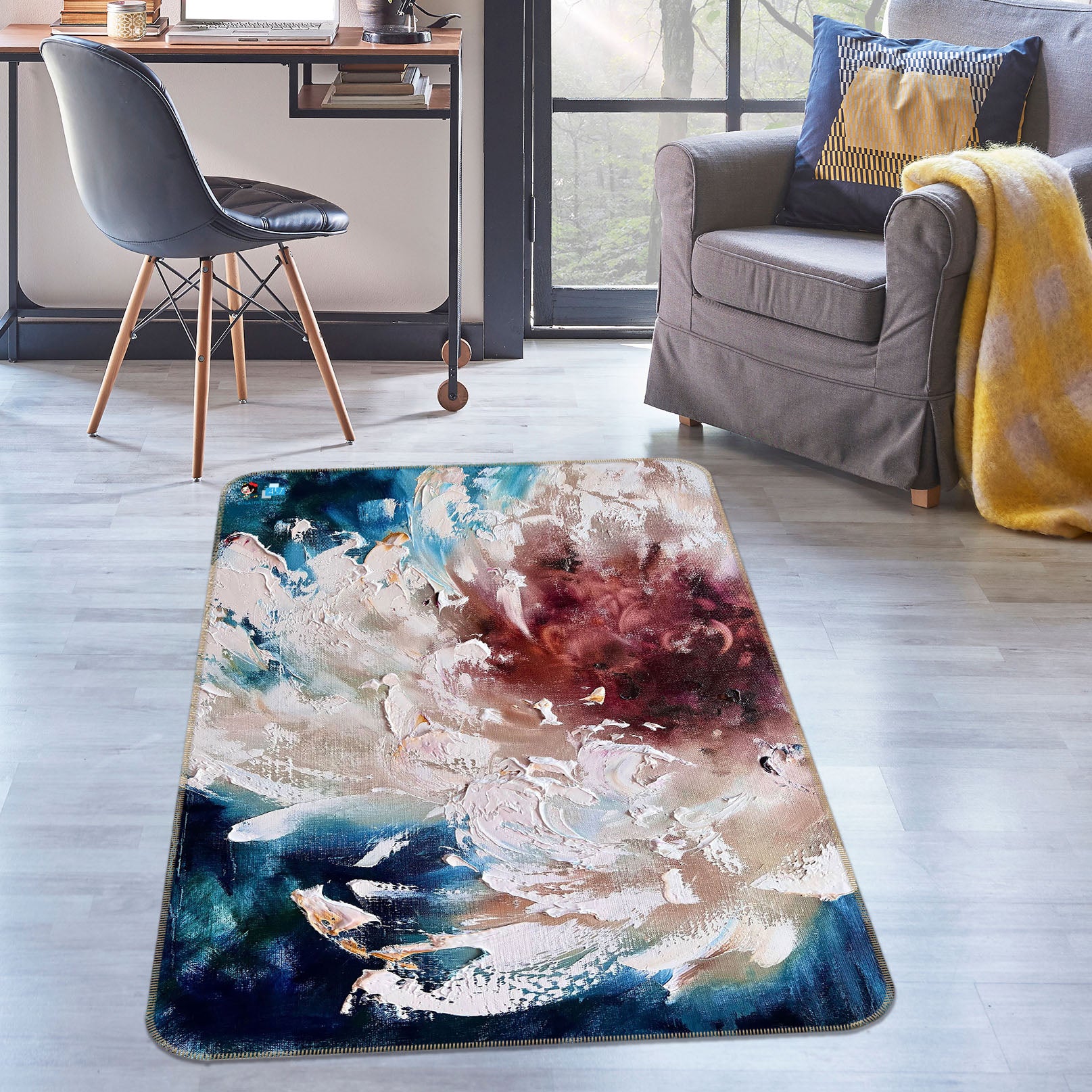 3D Painted Flowers 1268 Skromova Marina Rug Non Slip Rug Mat